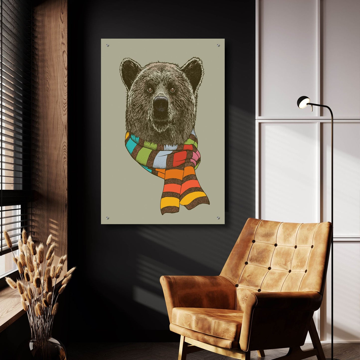 Epic Art 'Bear Scarf' by Rachel Caldwell, Acrylic Glass Wall Art,24x36