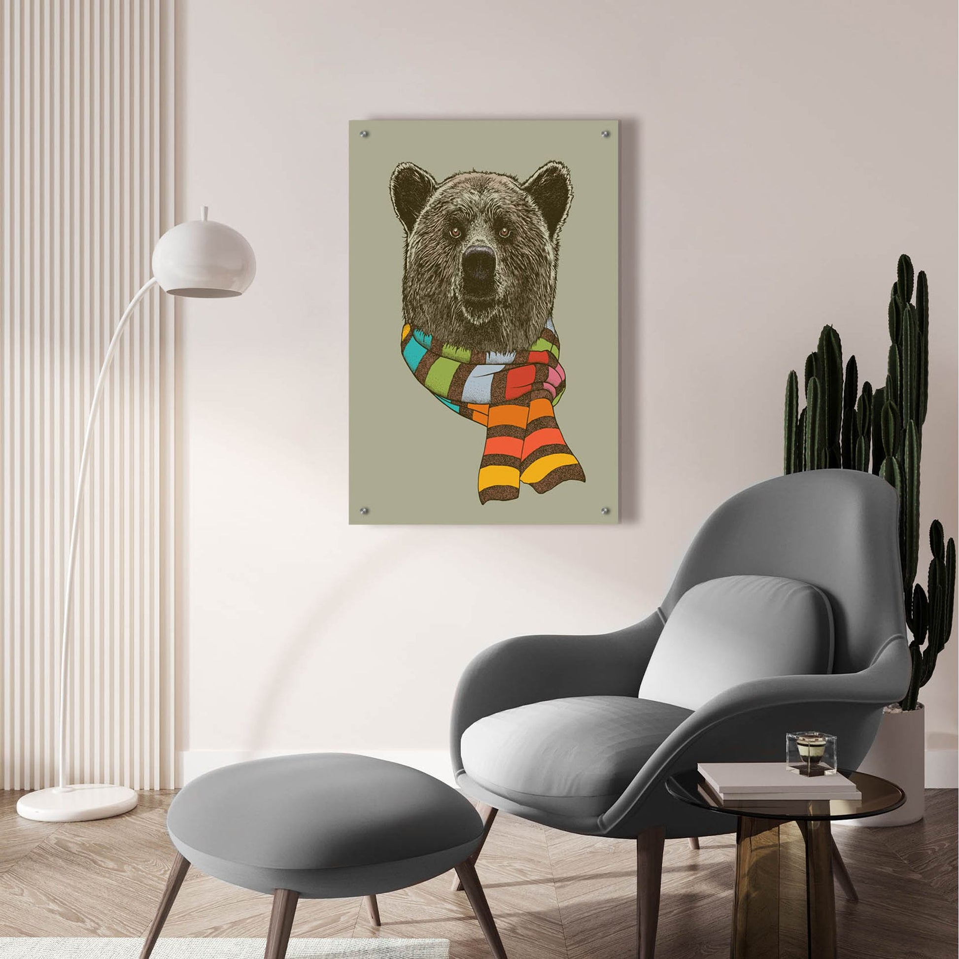 Epic Art 'Bear Scarf' by Rachel Caldwell, Acrylic Glass Wall Art,24x36