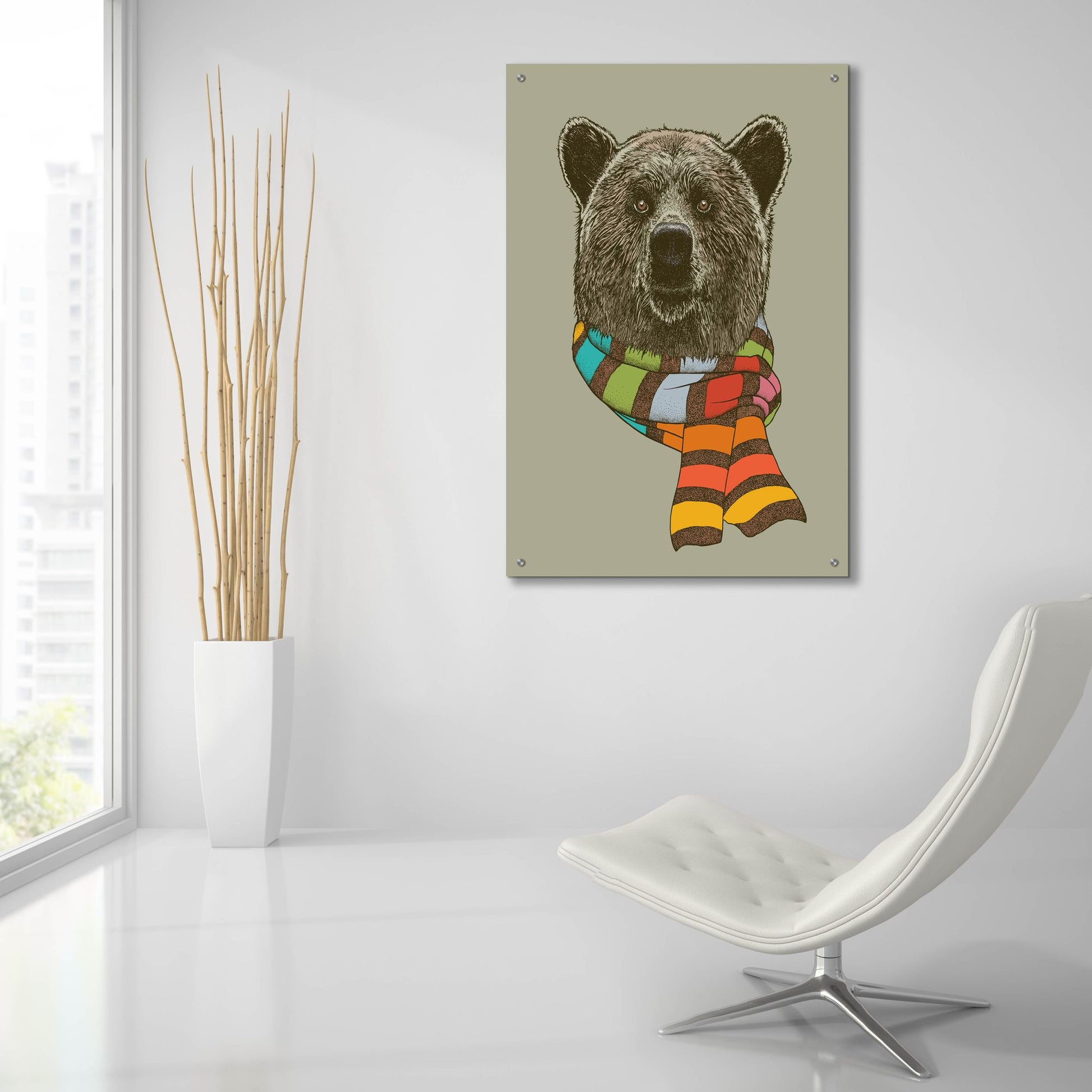 Epic Art 'Bear Scarf' by Rachel Caldwell, Acrylic Glass Wall Art,24x36