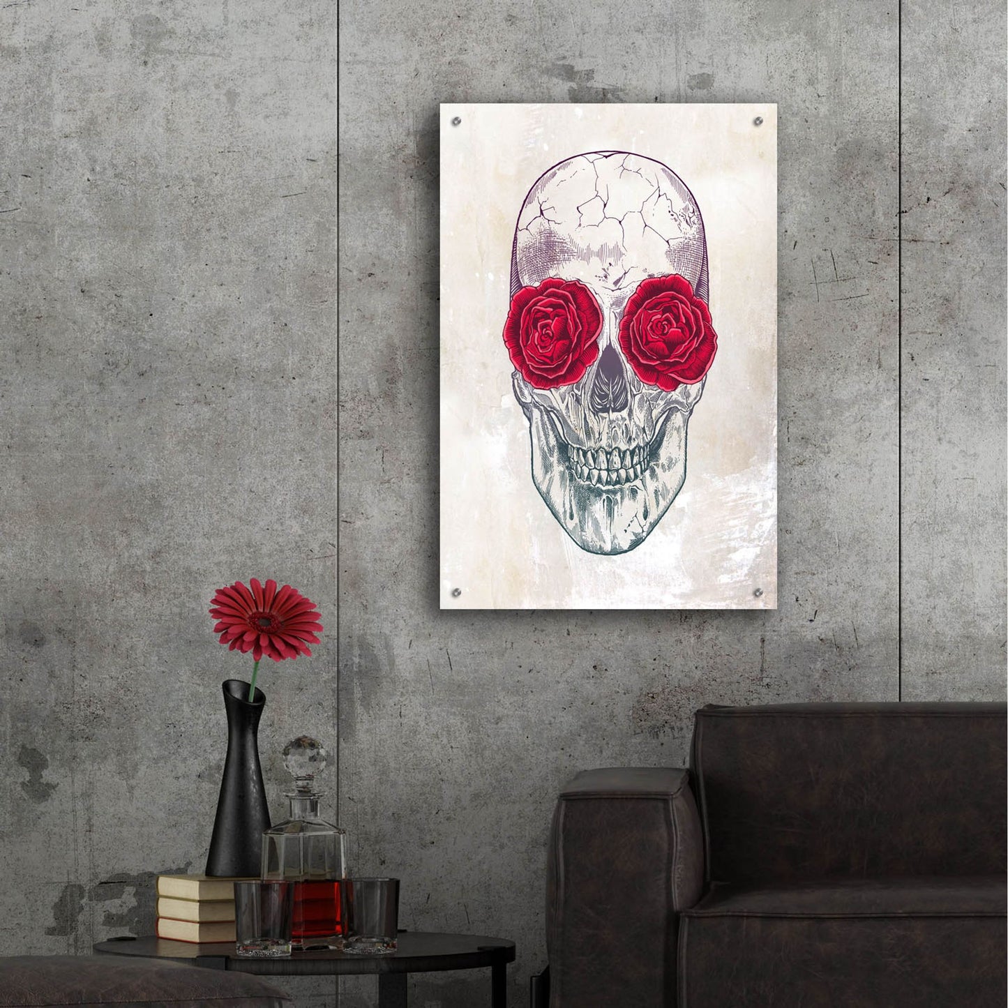 Epic Art 'Skull Roses' by Epic Portfolio, Acrylic Glass Wall Art,24x36