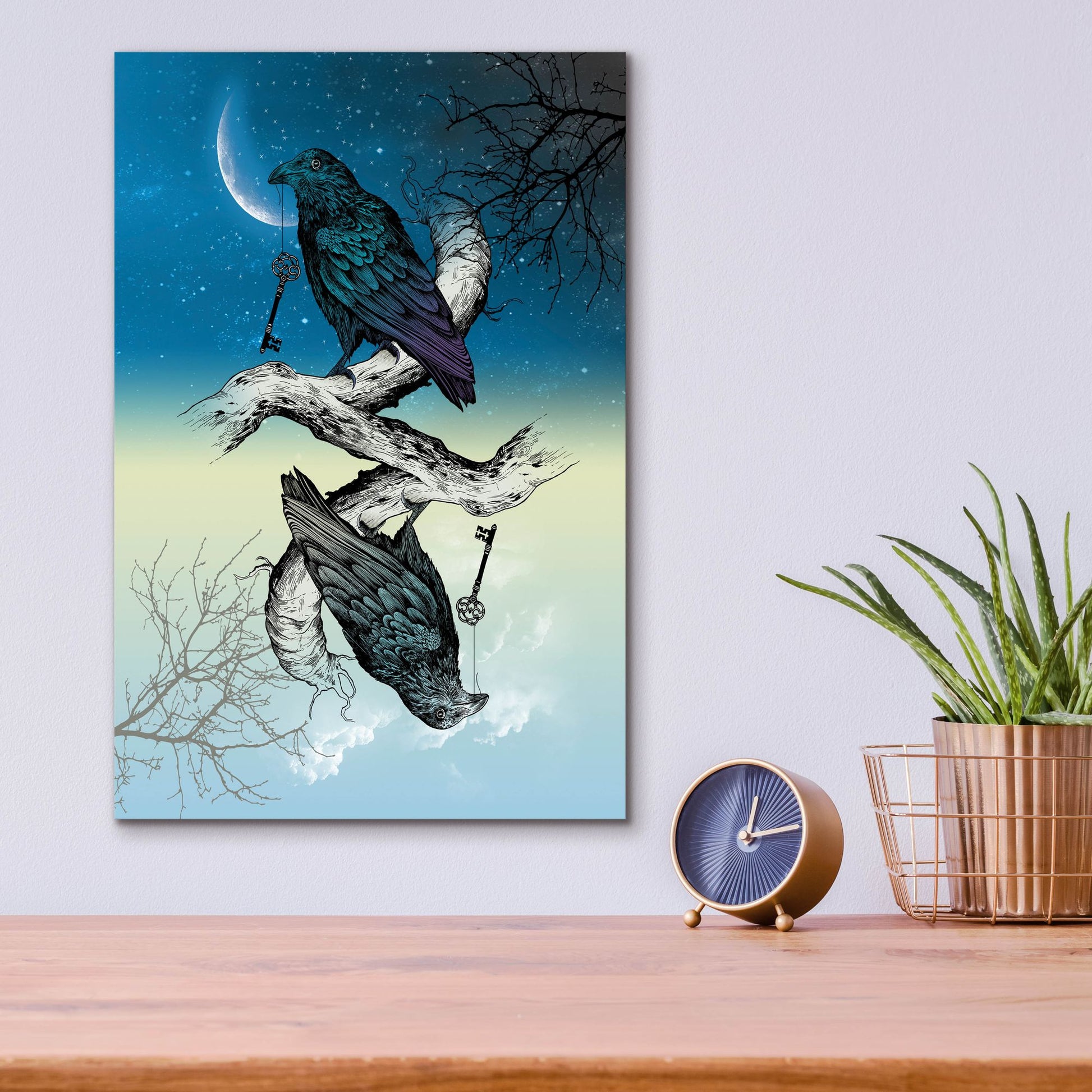 Epic Art 'Raven Night and Day' by Rachel Caldwell, Acrylic Glass Wall Art,12x16