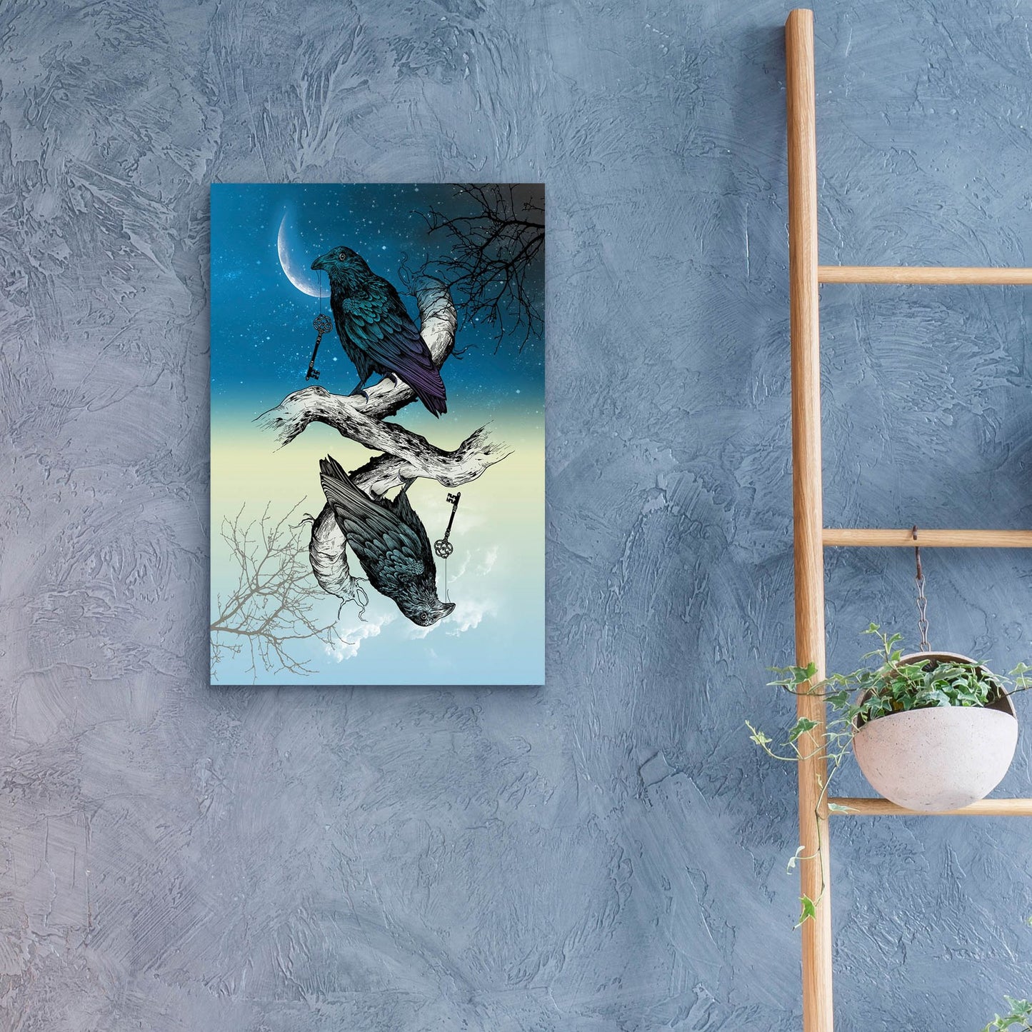 Epic Art 'Raven Night and Day' by Rachel Caldwell, Acrylic Glass Wall Art,16x24