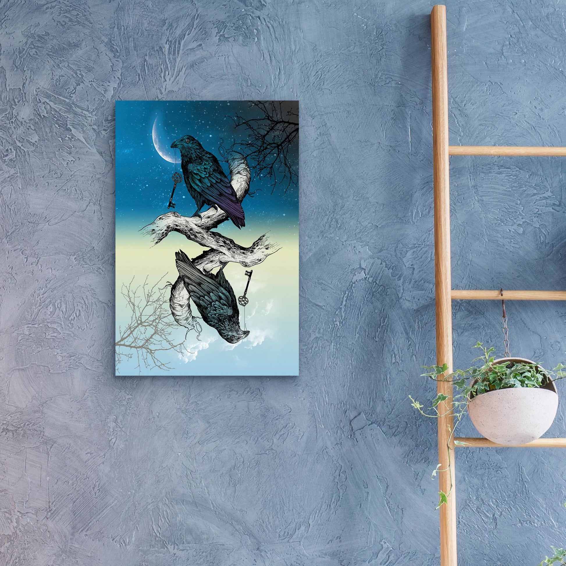 Epic Art 'Raven Night and Day' by Rachel Caldwell, Acrylic Glass Wall Art,16x24