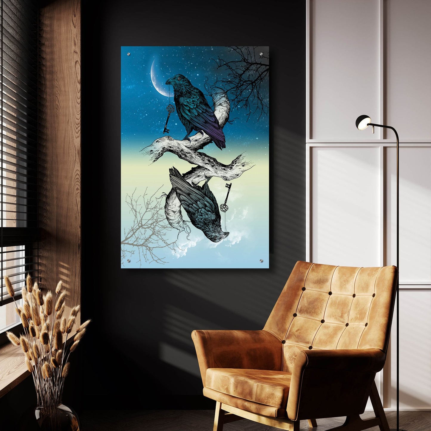 Epic Art 'Raven Night and Day' by Rachel Caldwell, Acrylic Glass Wall Art,24x36