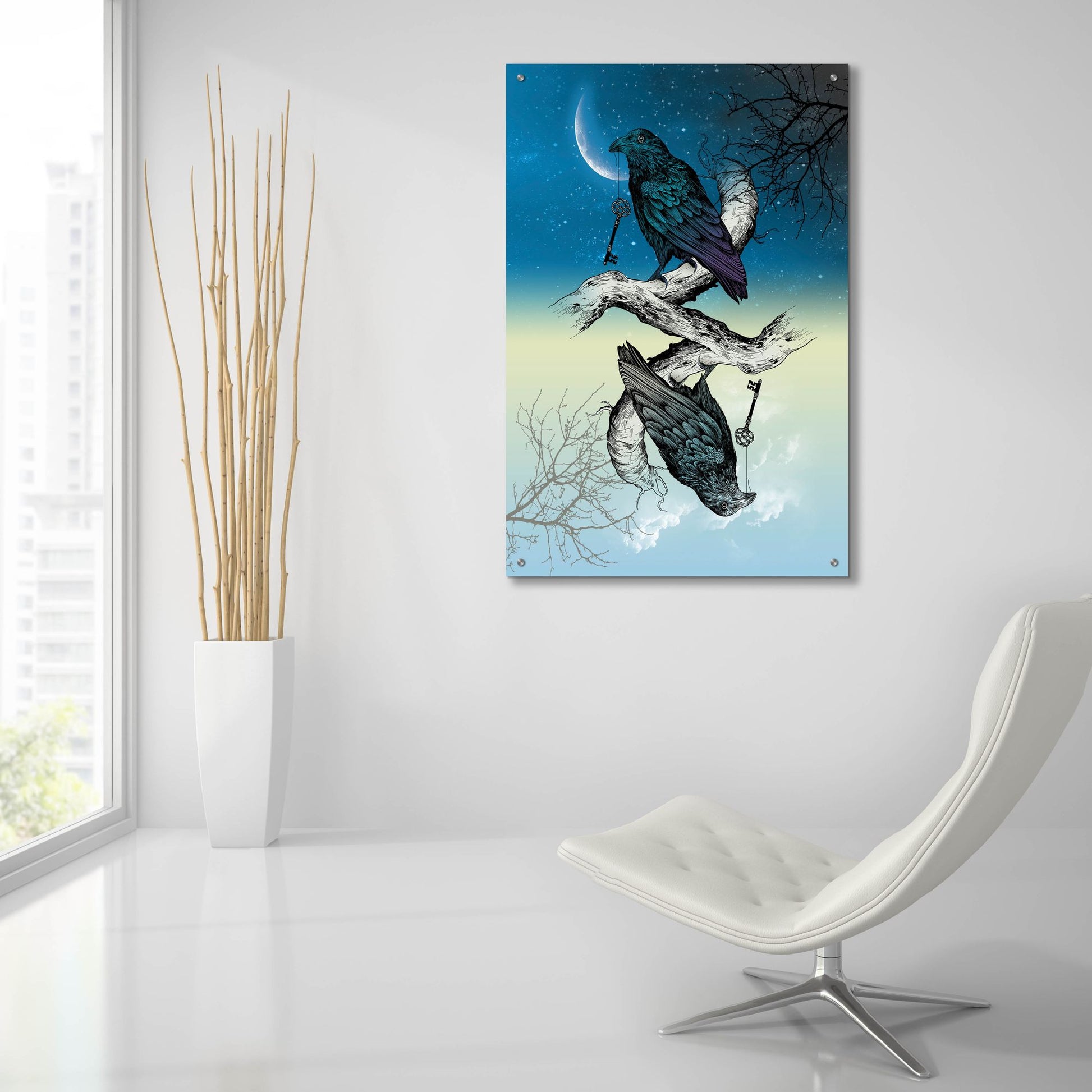 Epic Art 'Raven Night and Day' by Rachel Caldwell, Acrylic Glass Wall Art,24x36