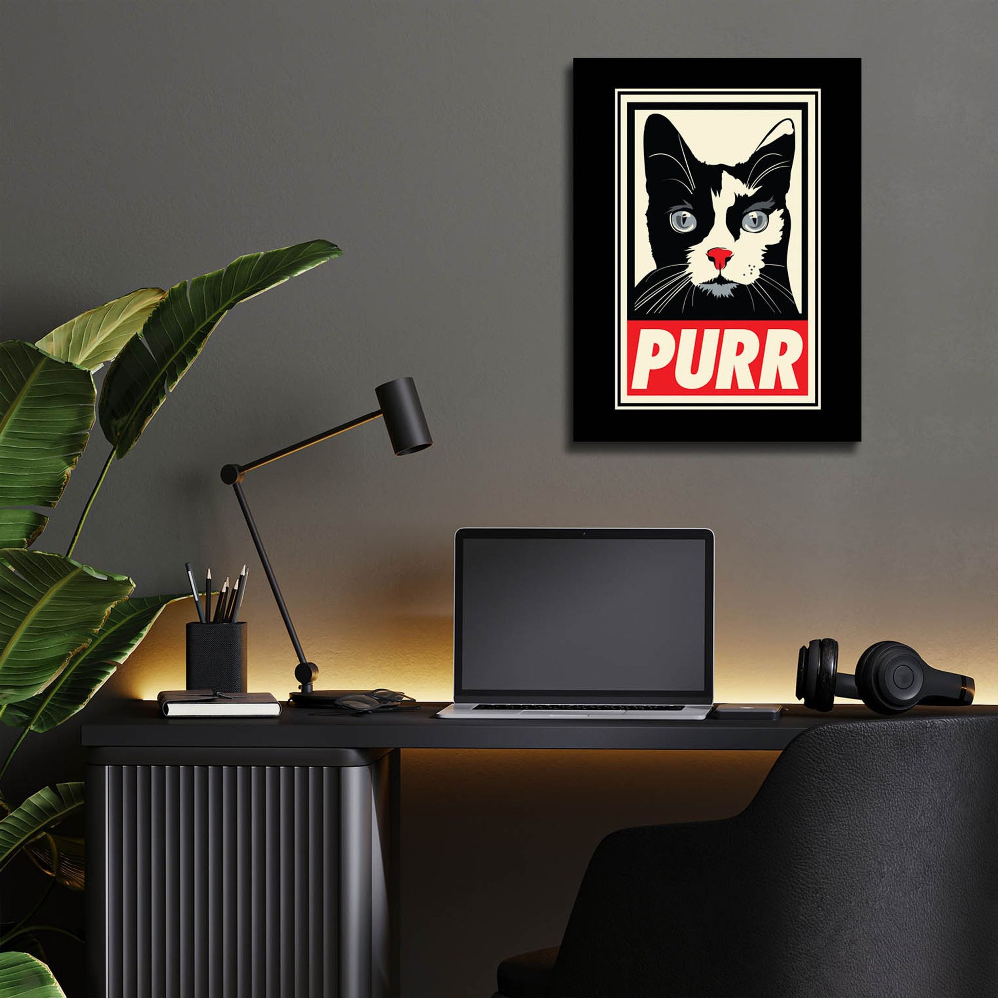 Epic Art 'PURR Propaganda 2' by Rachel Caldwell, Acrylic Glass Wall Art,12x16