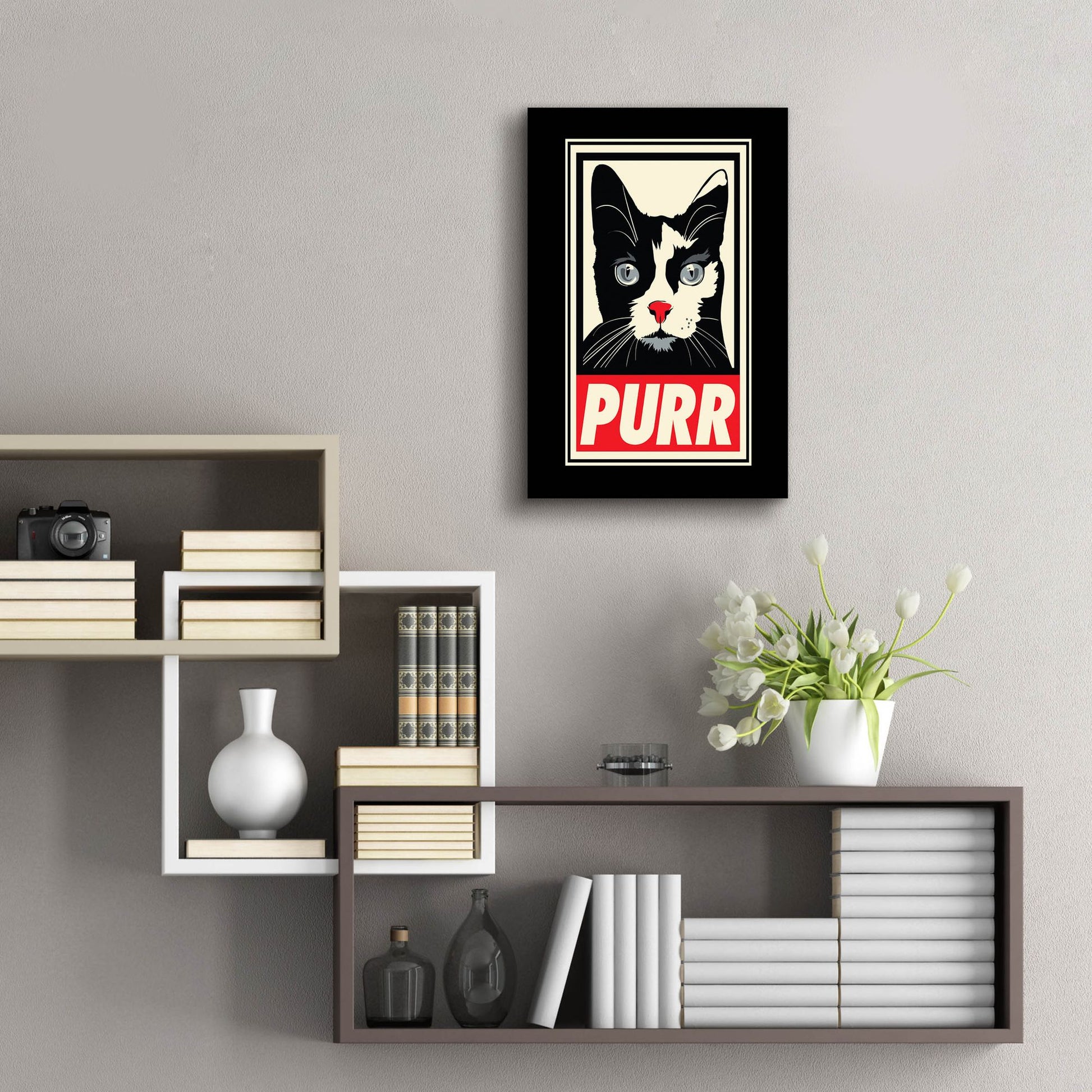 Epic Art 'PURR Propaganda 2' by Rachel Caldwell, Acrylic Glass Wall Art,16x24