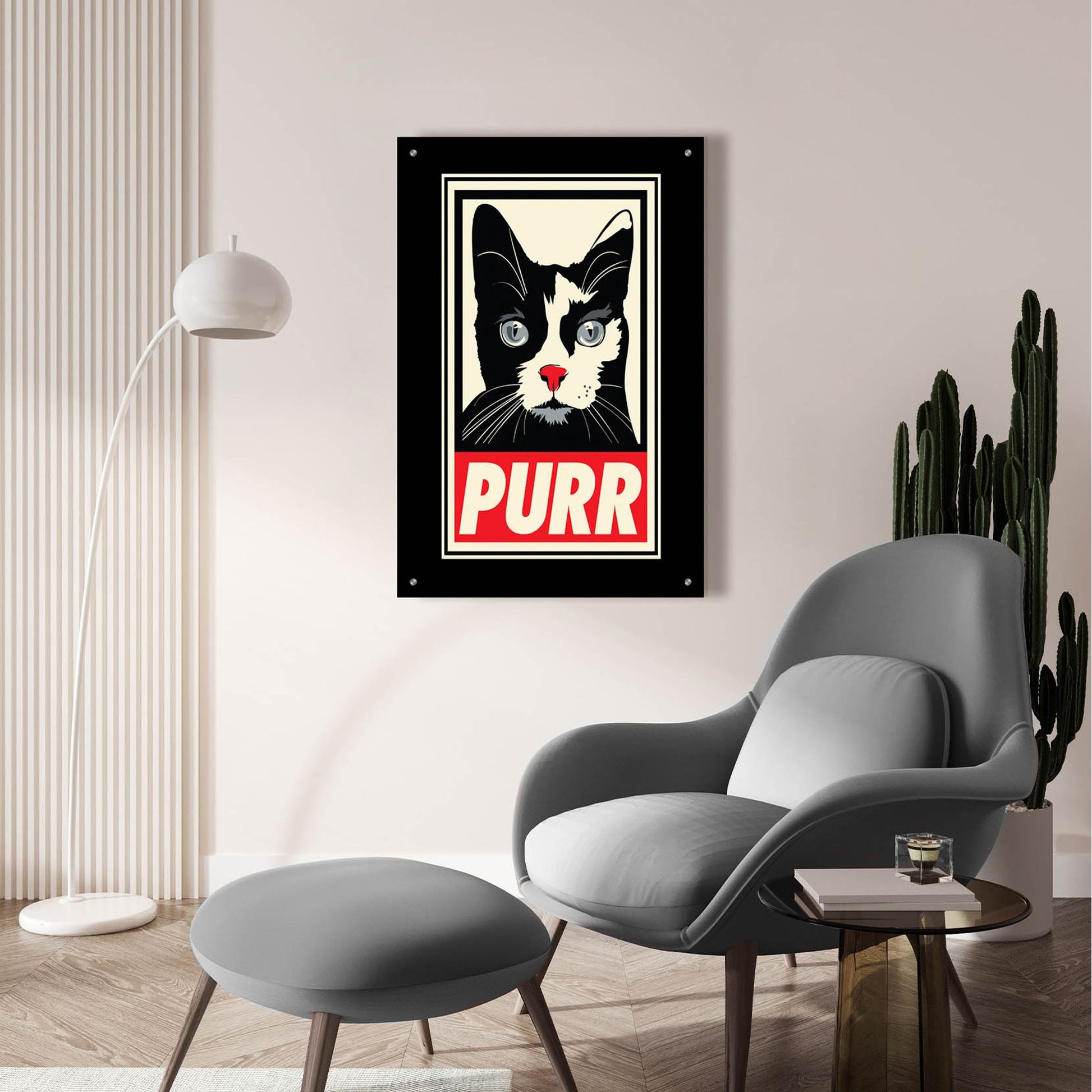 Epic Art 'PURR Propaganda 2' by Rachel Caldwell, Acrylic Glass Wall Art,24x36