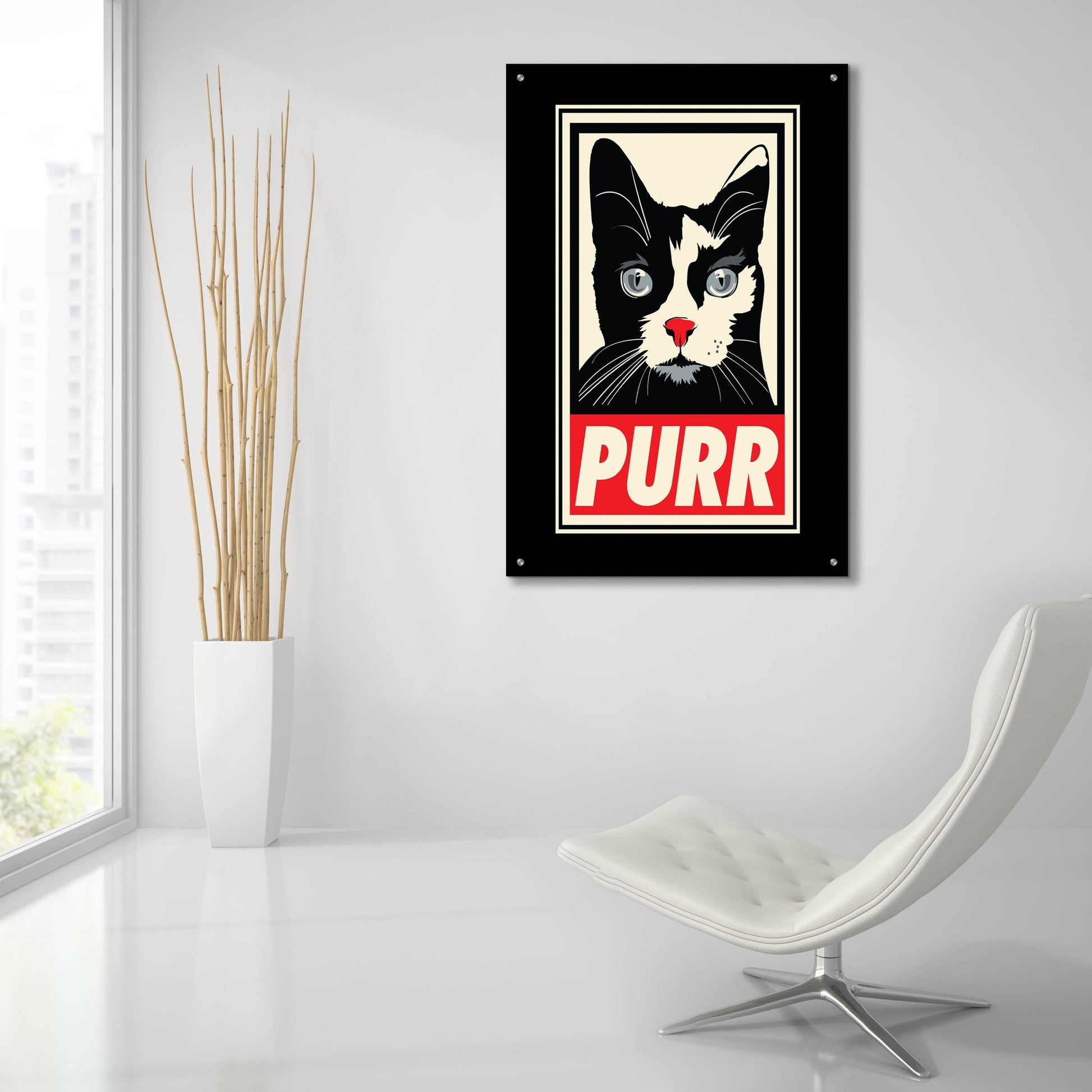 Epic Art 'PURR Propaganda 2' by Rachel Caldwell, Acrylic Glass Wall Art,24x36