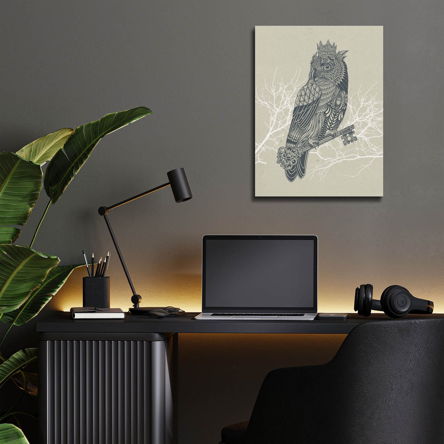 Epic Art 'Owl_King' by Epic Portfolio, Acrylic Glass Wall Art,12x16