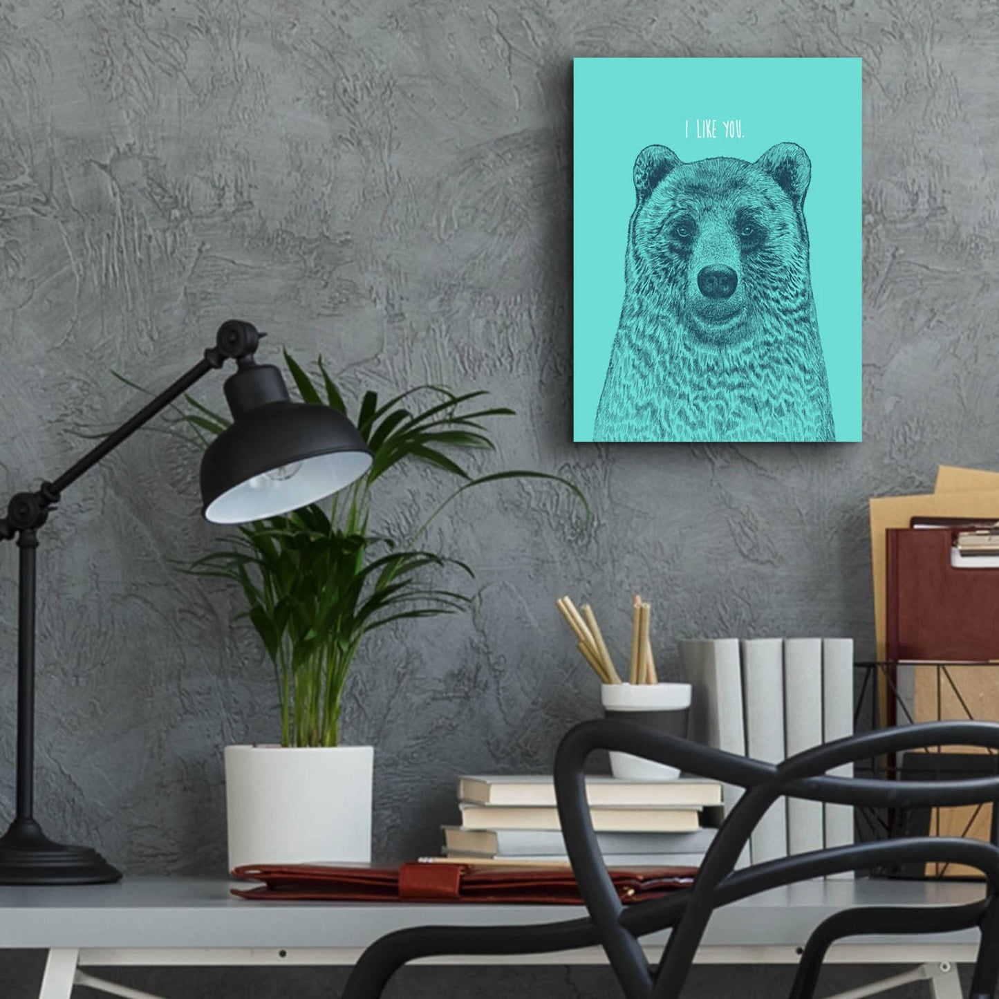 Epic Art 'I Like You Bear' by Rachel Caldwell, Acrylic Glass Wall Art,12x16