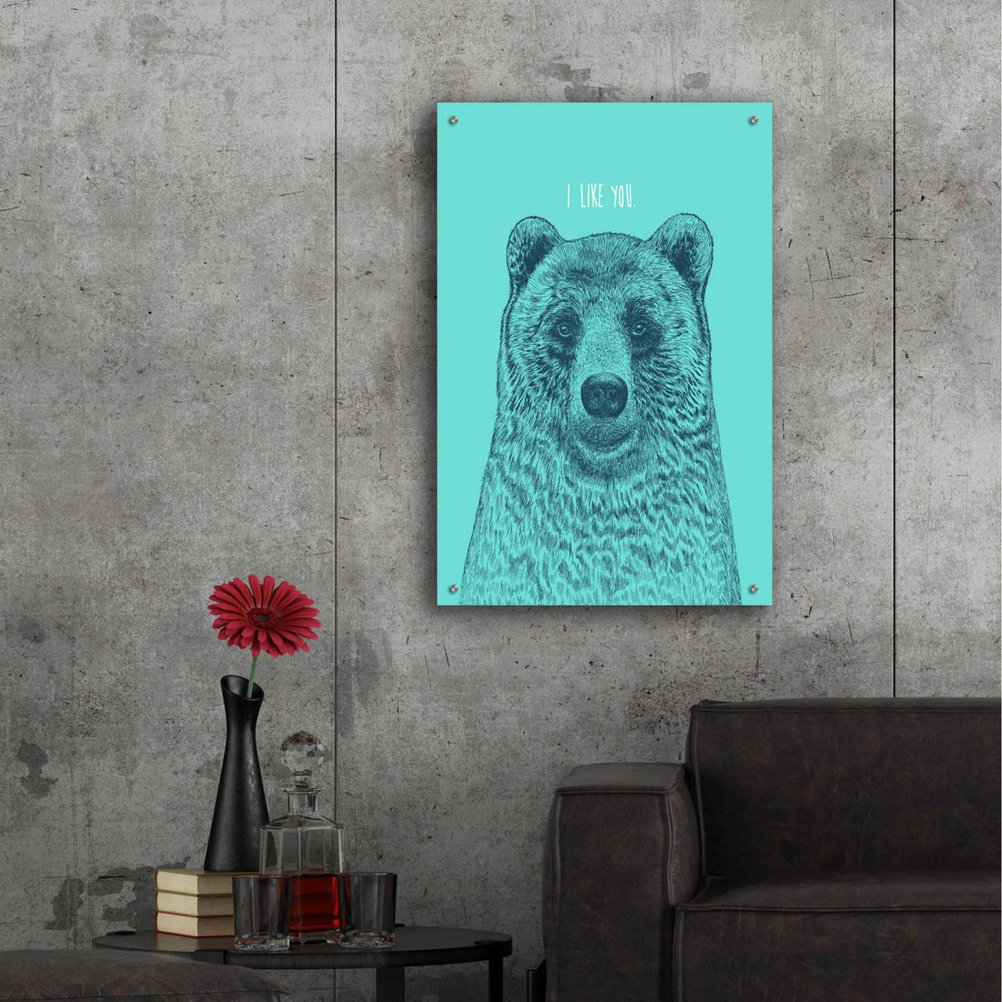 Epic Art 'I Like You Bear' by Rachel Caldwell, Acrylic Glass Wall Art,24x36