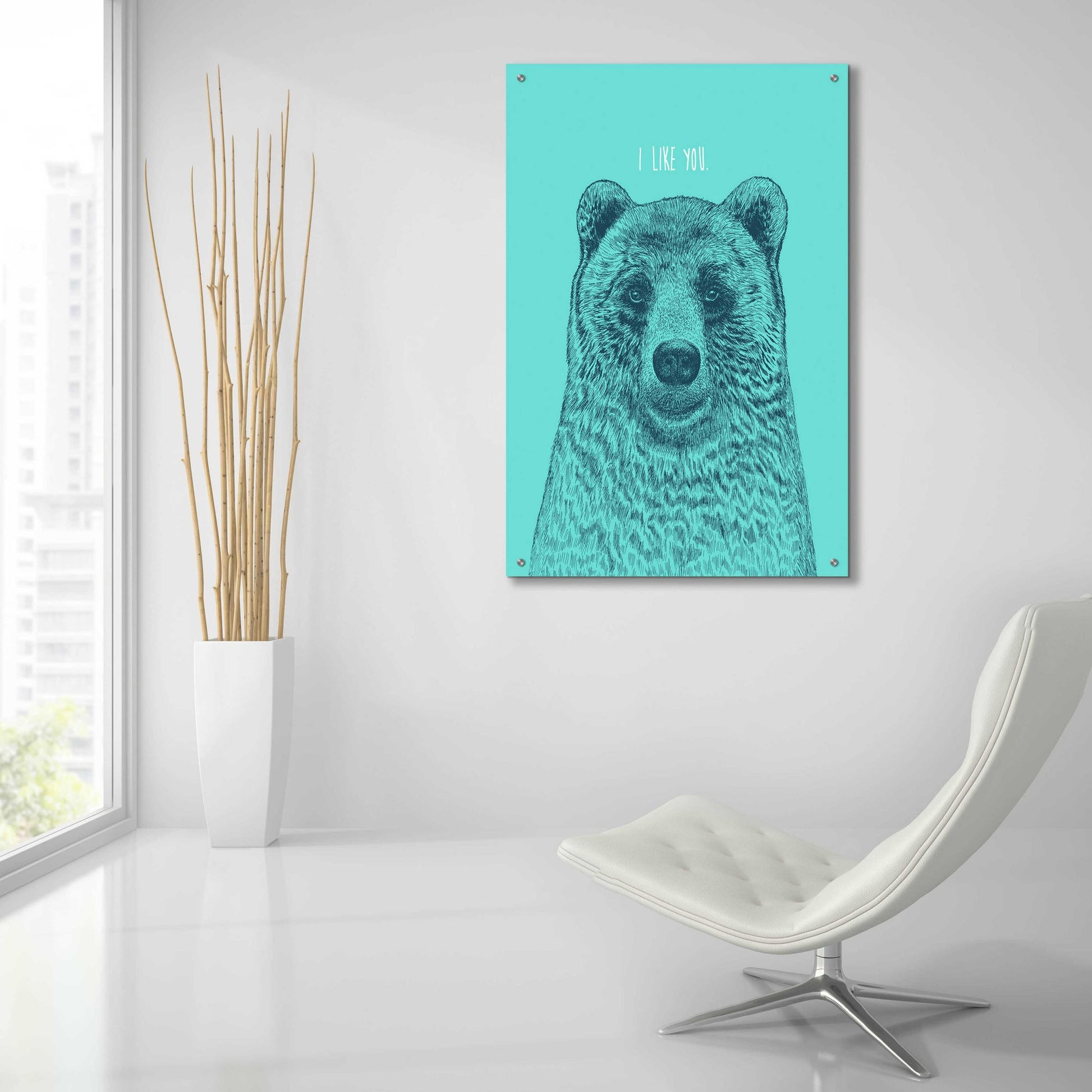 Epic Art 'I Like You Bear' by Rachel Caldwell, Acrylic Glass Wall Art,24x36