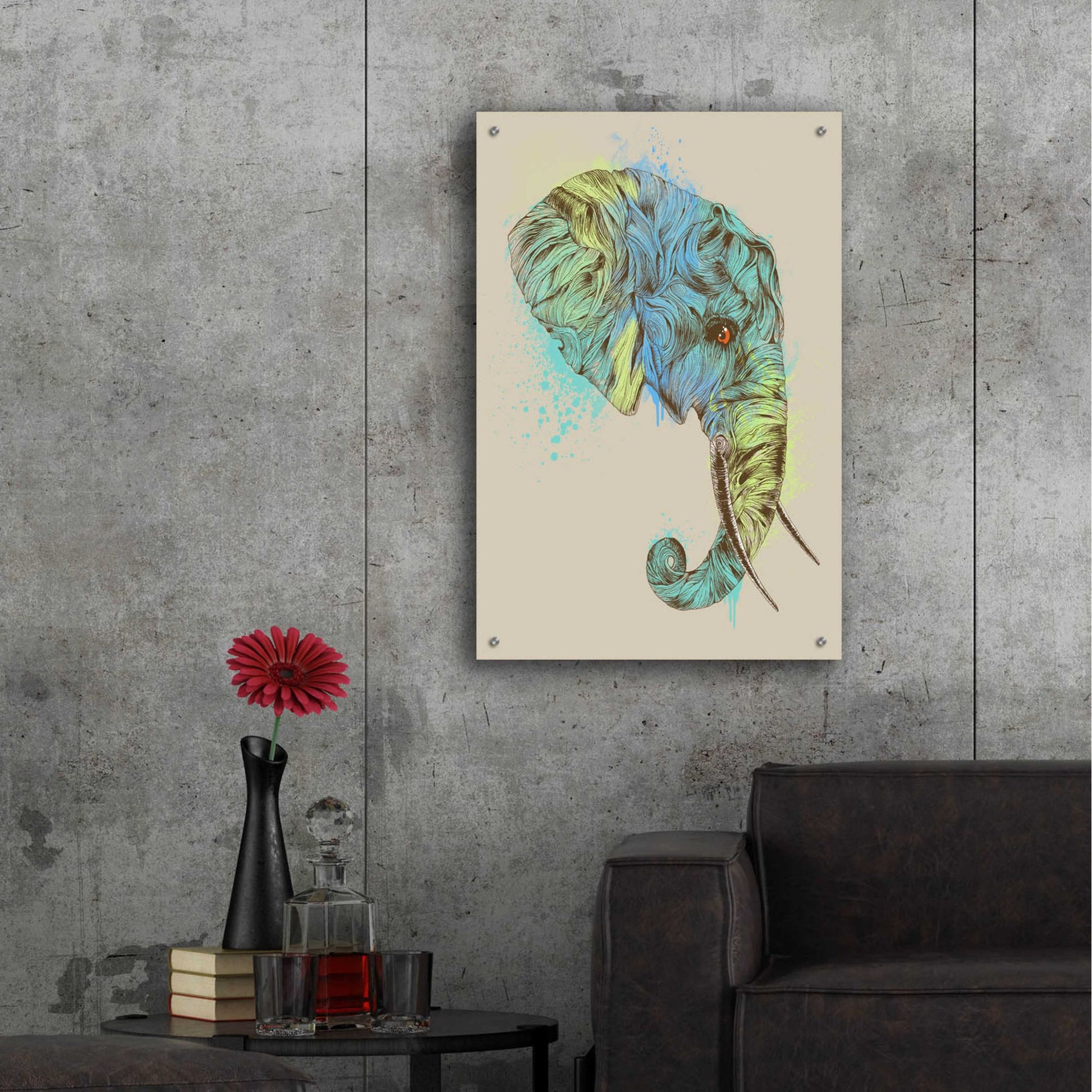 Epic Art 'Elephant King' by Rachel Caldwell, Acrylic Glass Wall Art,24x36