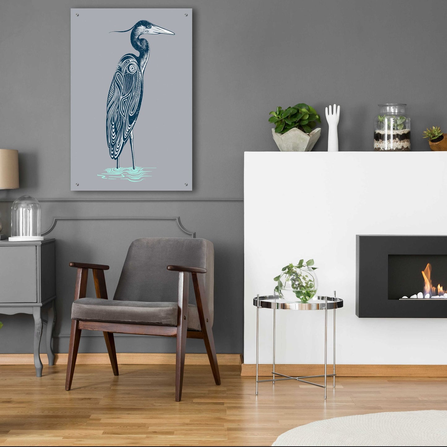 Epic Art 'Blue Heron' by Rachel Caldwell, Acrylic Glass Wall Art,24x36