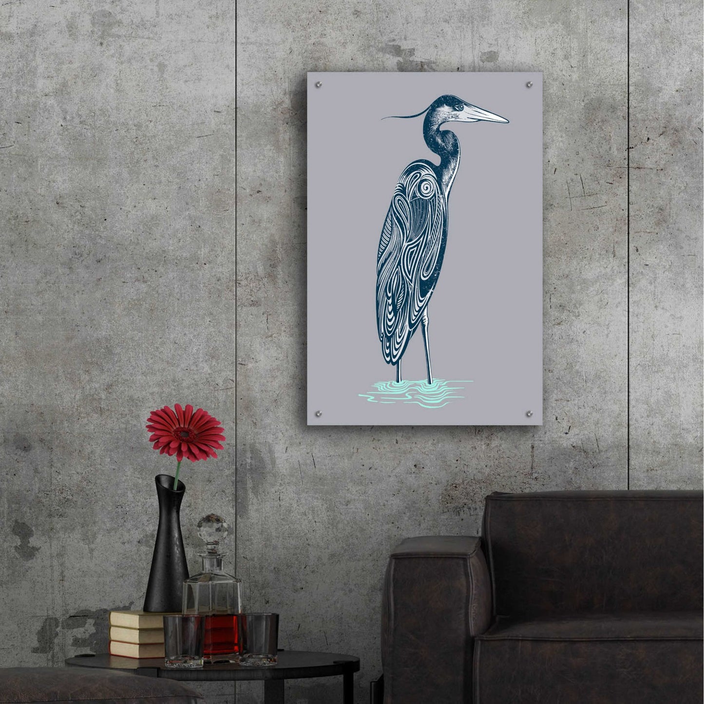 Epic Art 'Blue Heron' by Rachel Caldwell, Acrylic Glass Wall Art,24x36