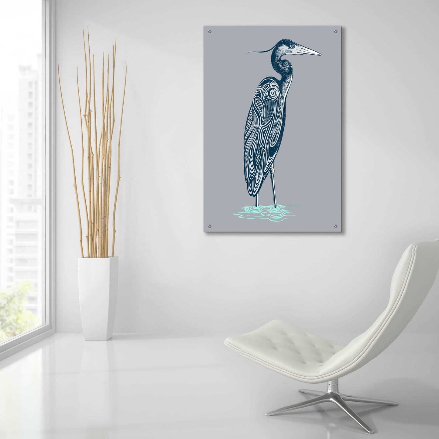 Epic Art 'Blue Heron' by Rachel Caldwell, Acrylic Glass Wall Art,24x36