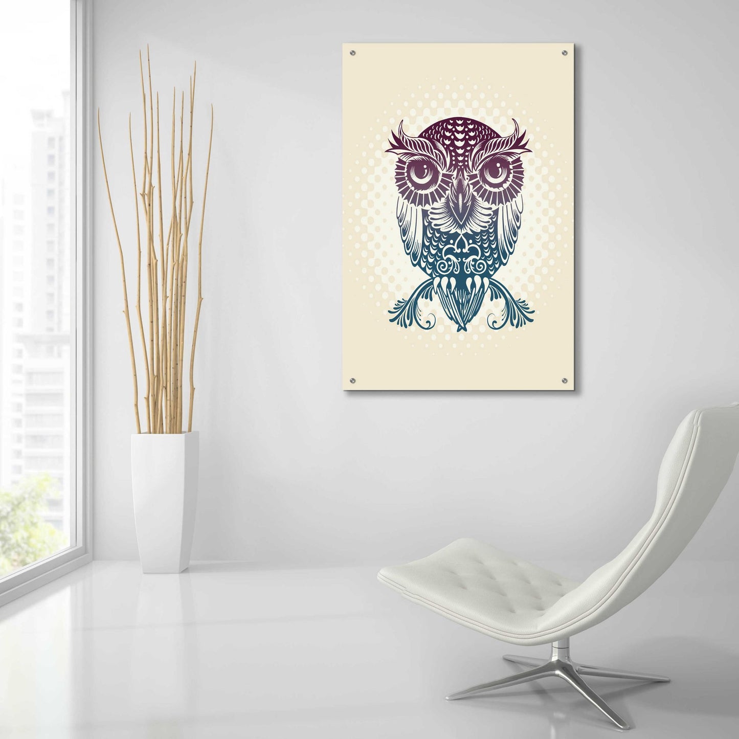 Epic Art 'Baby Egypt Owl' by Rachel Caldwell, Acrylic Glass Wall Art,24x36