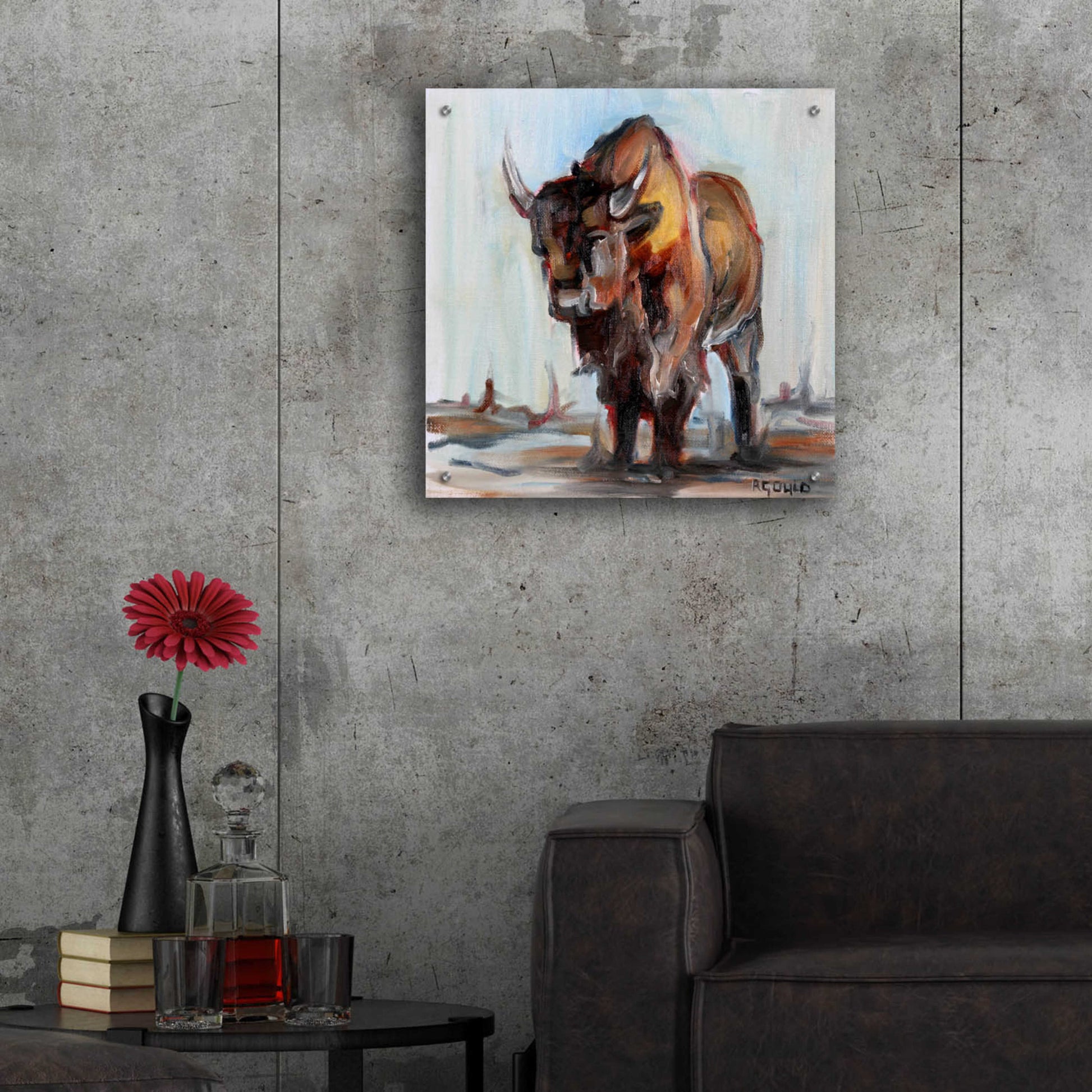 Epic Art 'Buffalo' by Renee Gould, Acrylic Glass Wall Art,24x24
