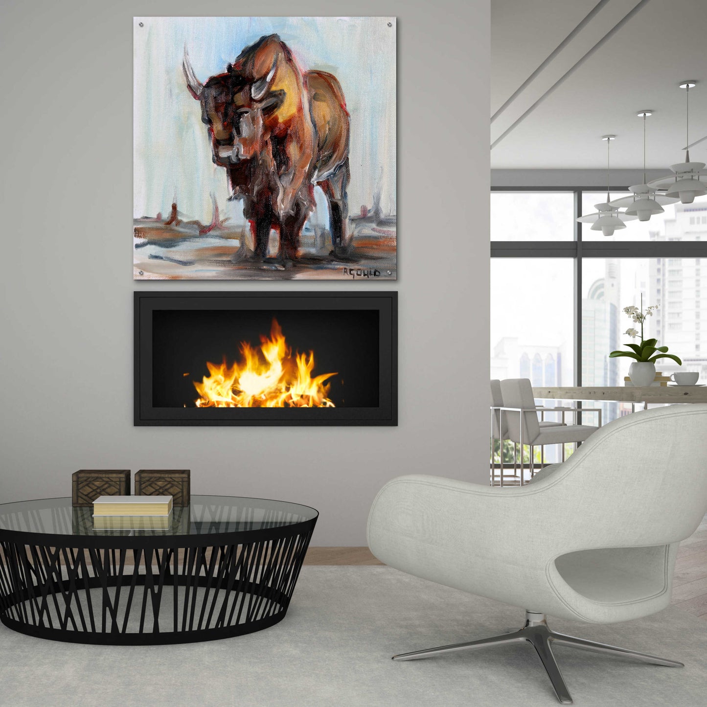 Epic Art 'Buffalo' by Renee Gould, Acrylic Glass Wall Art,36x36