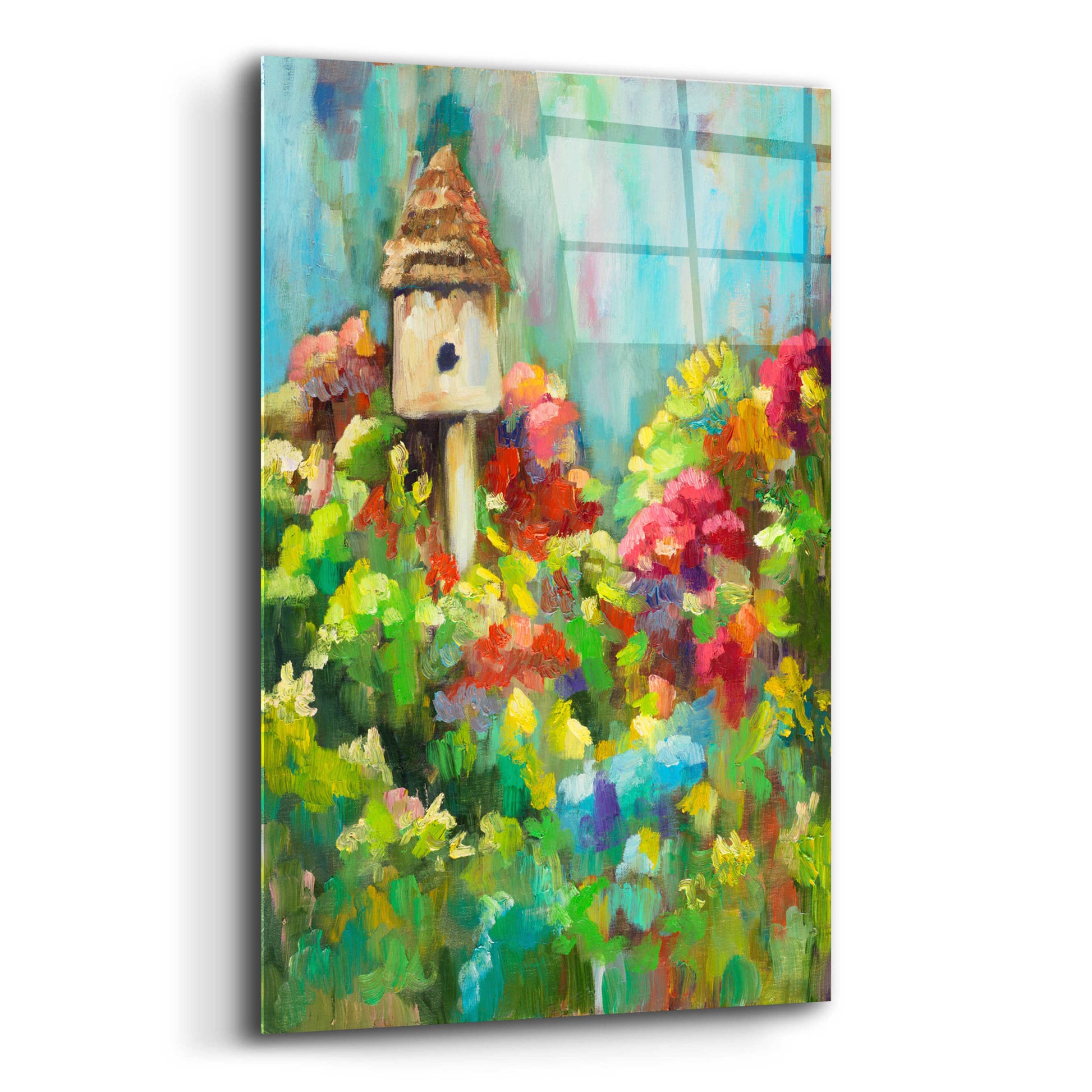 Epic Art 'Spring Birdhouse' by Sarah Davis, Acrylic Glass Wall Art,12x16