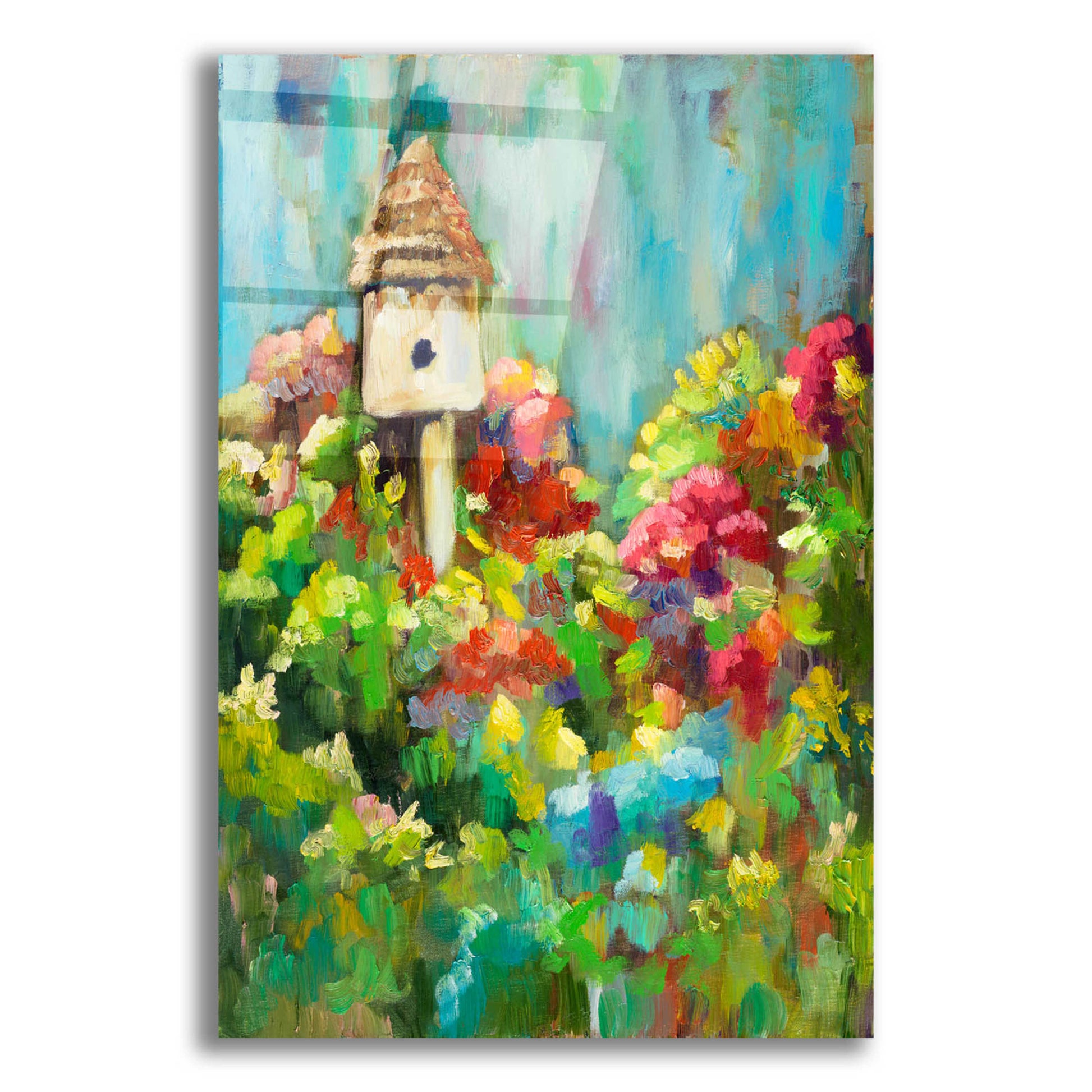 Epic Art 'Spring Birdhouse' by Sarah Davis, Acrylic Glass Wall Art,12x16