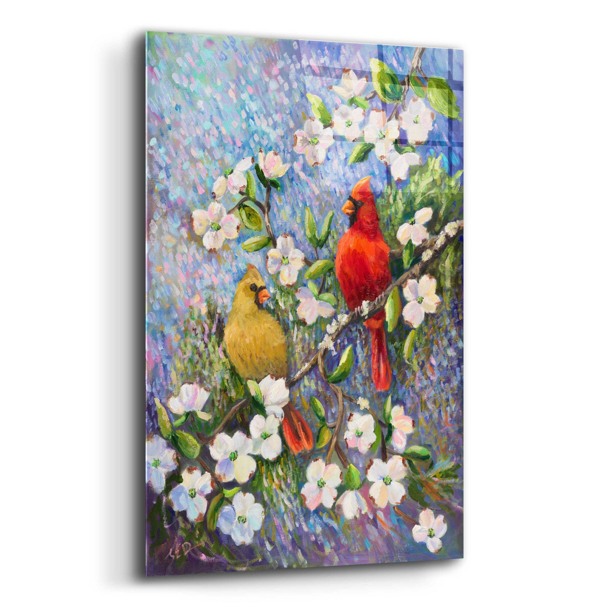 Epic Art 'Cardinal Impressions' by Sarah Davis, Acrylic Glass Wall Art,12x16