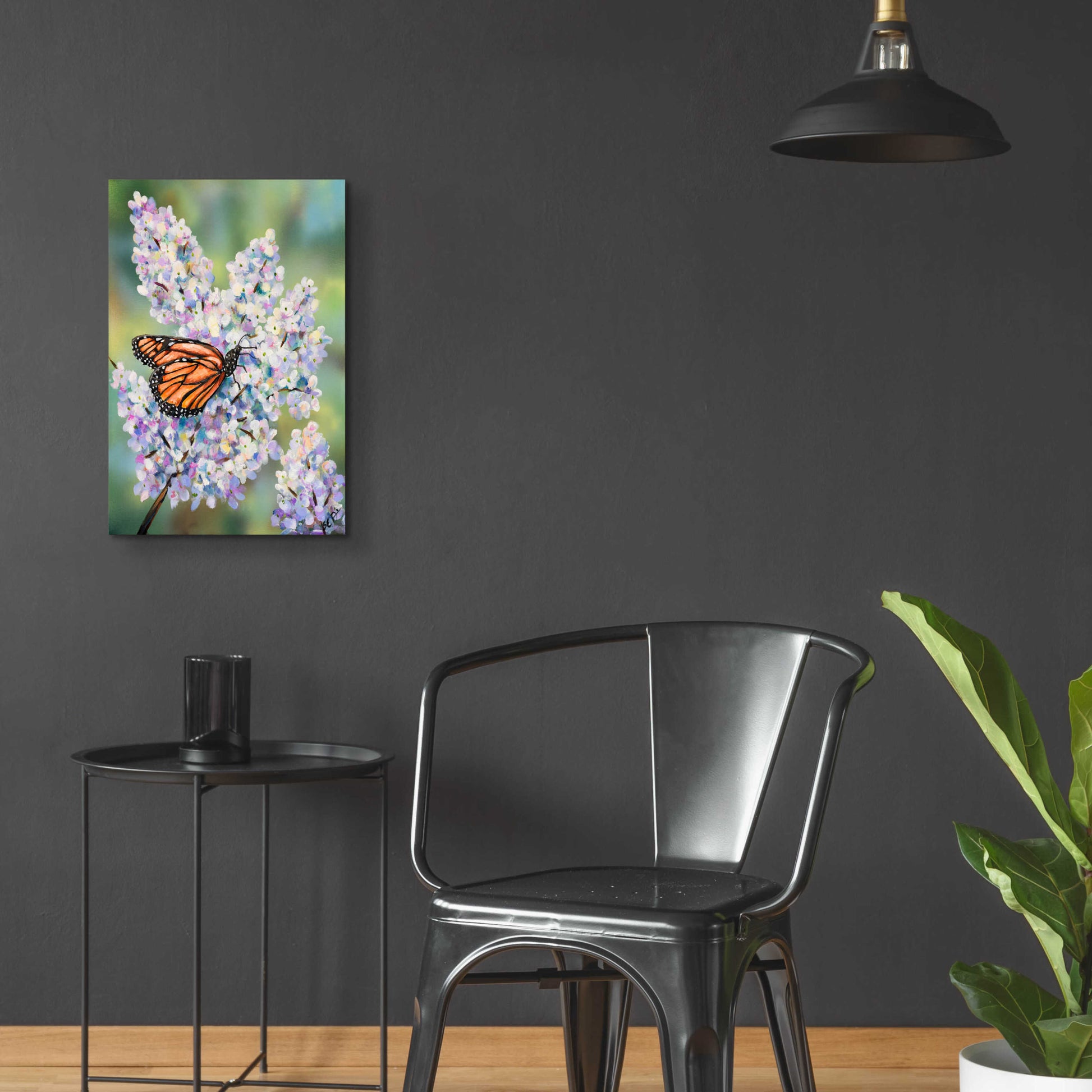 Epic Art 'Butterfly with Hydrangea' by Sarah Davis, Acrylic Glass Wall Art,16x24