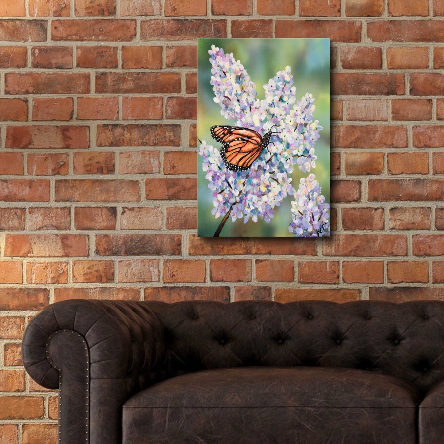 Epic Art 'Butterfly with Hydrangea' by Sarah Davis, Acrylic Glass Wall Art,16x24