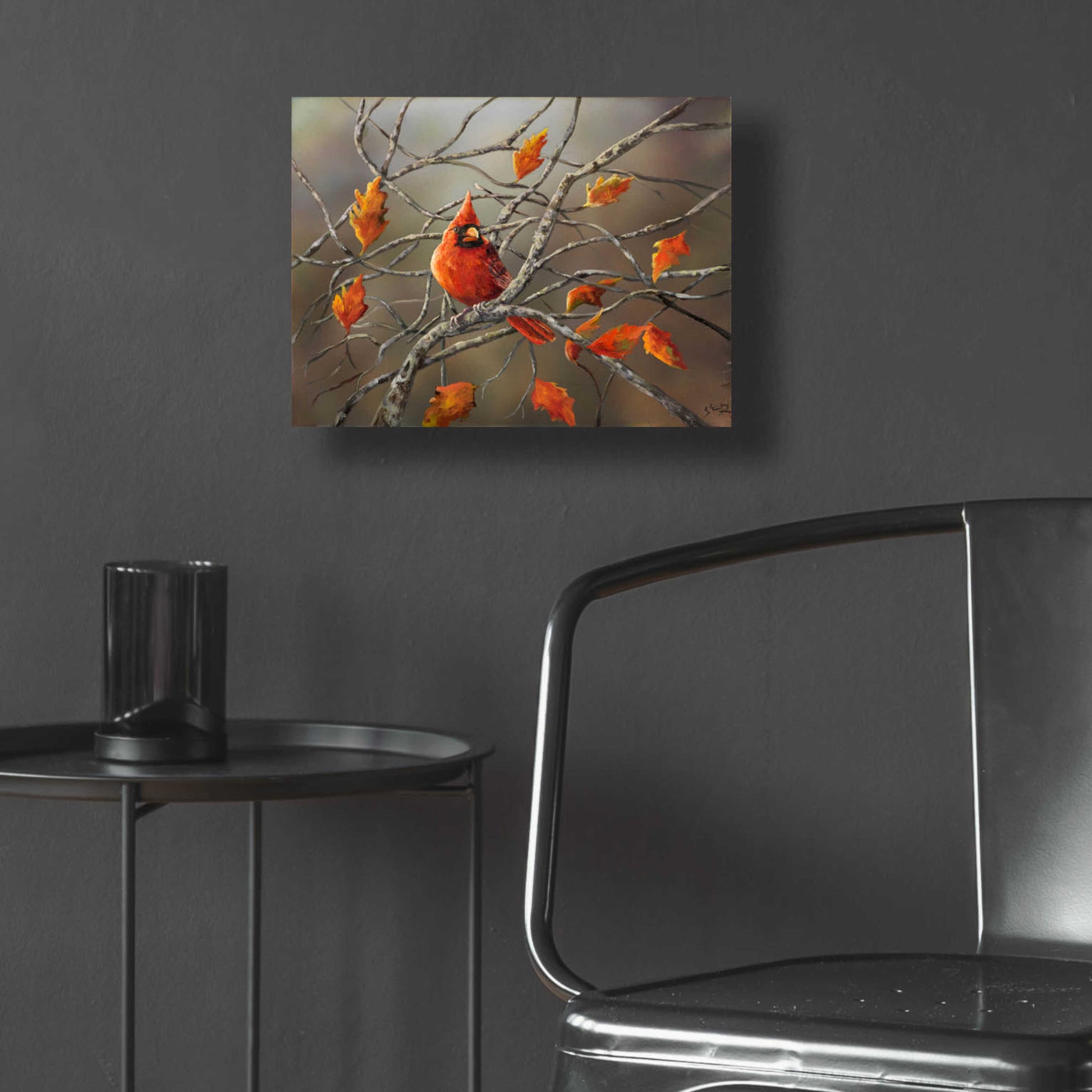 Epic Art 'Fall Cardinal' by Sarah Davis, Acrylic Glass Wall Art,16x12