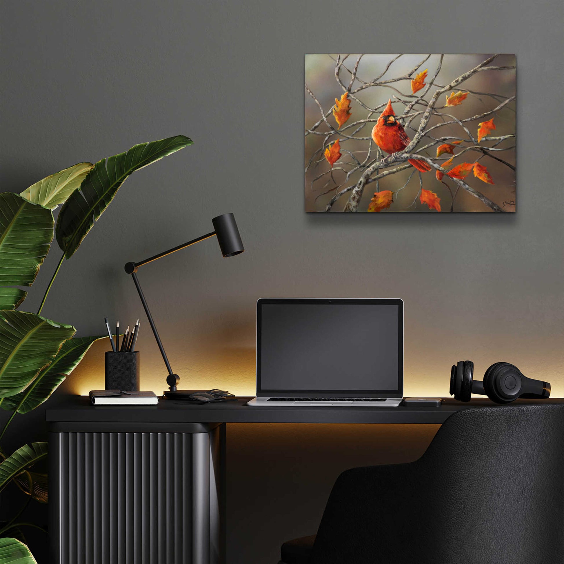 Epic Art 'Fall Cardinal' by Sarah Davis, Acrylic Glass Wall Art,16x12