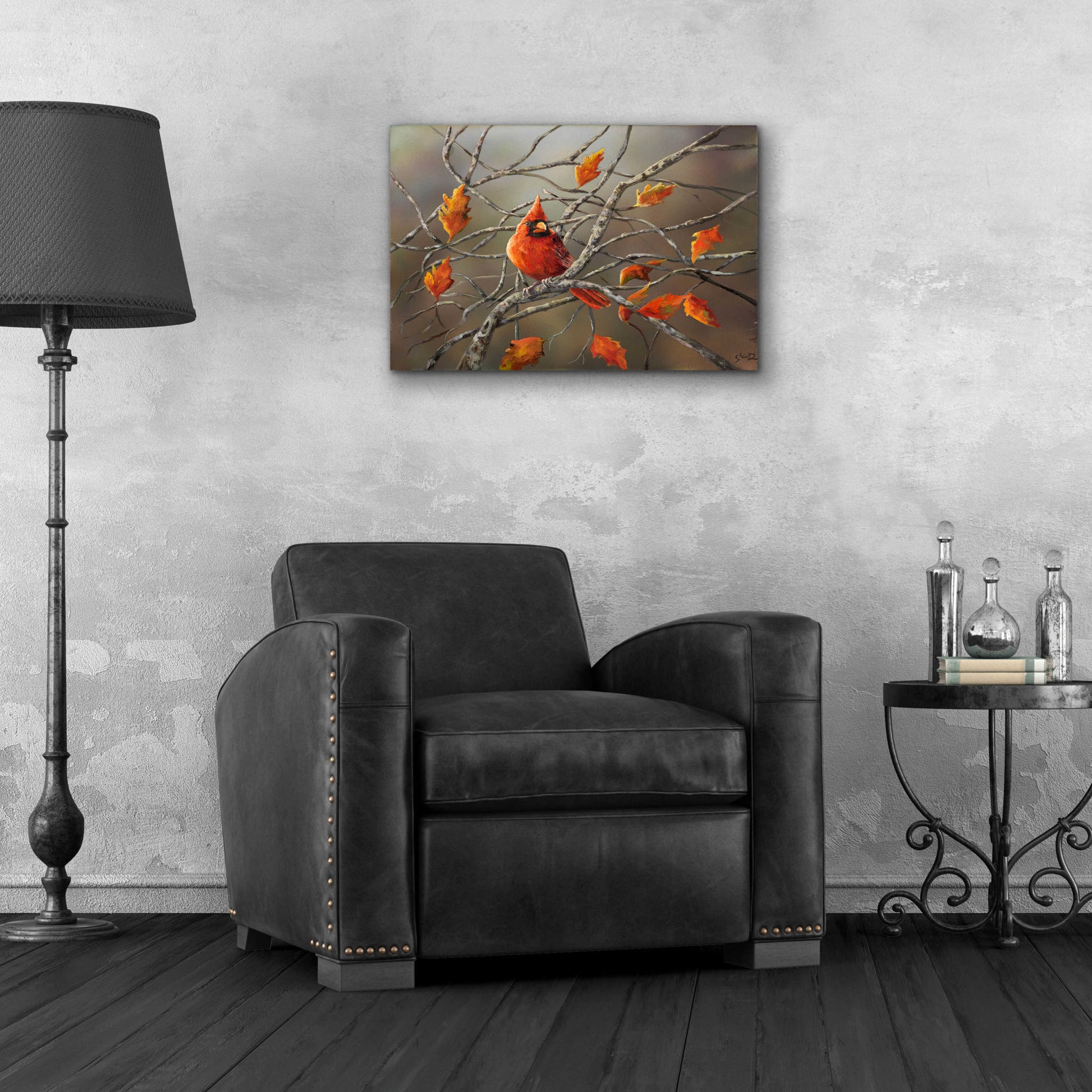 Epic Art 'Fall Cardinal' by Sarah Davis, Acrylic Glass Wall Art,24x16