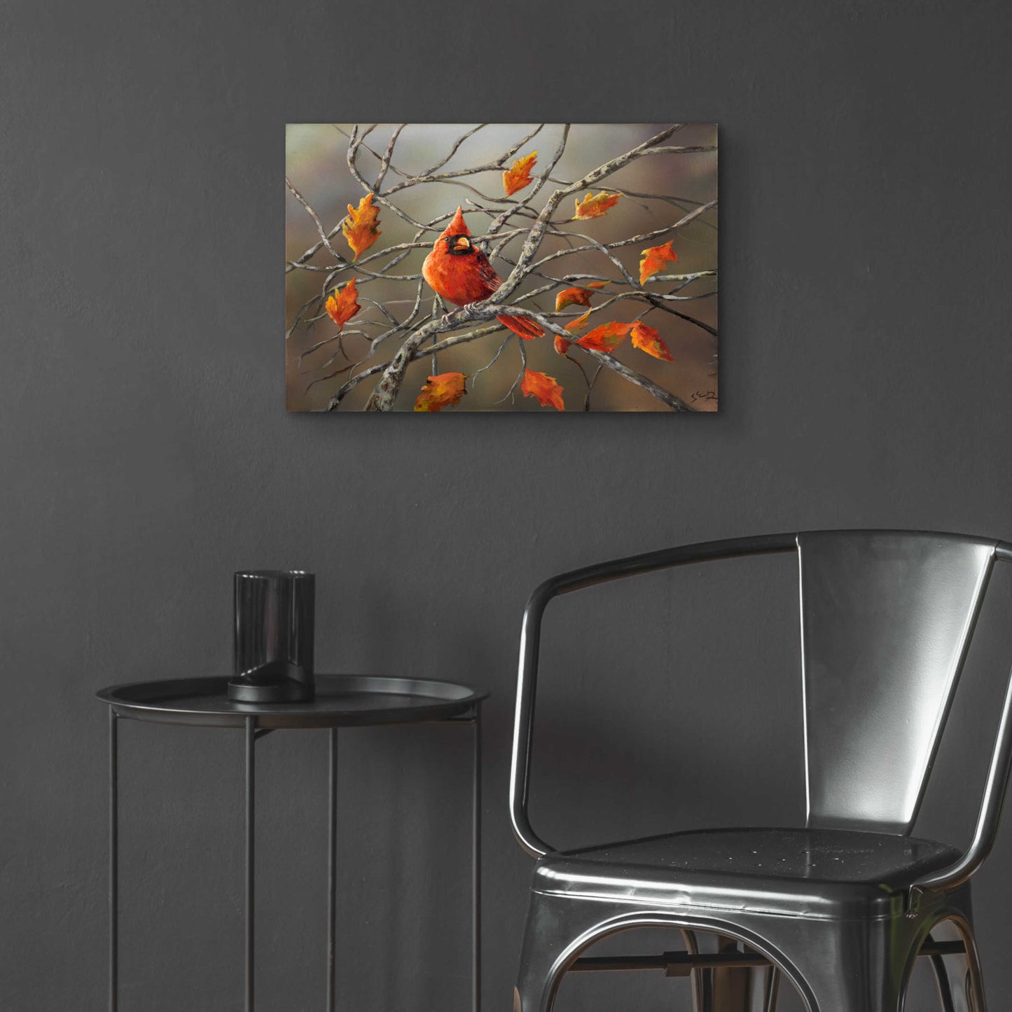 Epic Art 'Fall Cardinal' by Sarah Davis, Acrylic Glass Wall Art,24x16