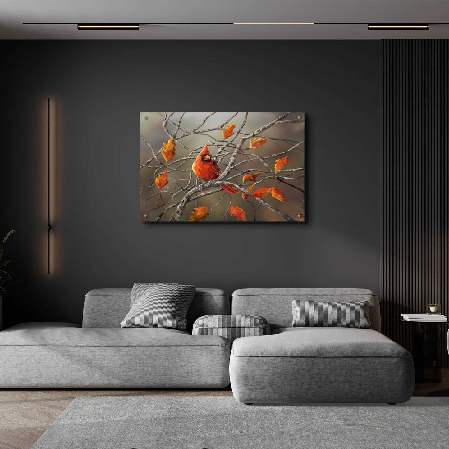 Epic Art 'Fall Cardinal' by Sarah Davis, Acrylic Glass Wall Art,36x24