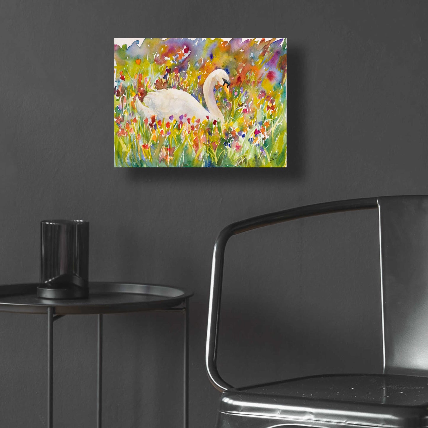 Epic Art 'Colorful Swan' by Sarah Davis, Acrylic Glass Wall Art,16x12