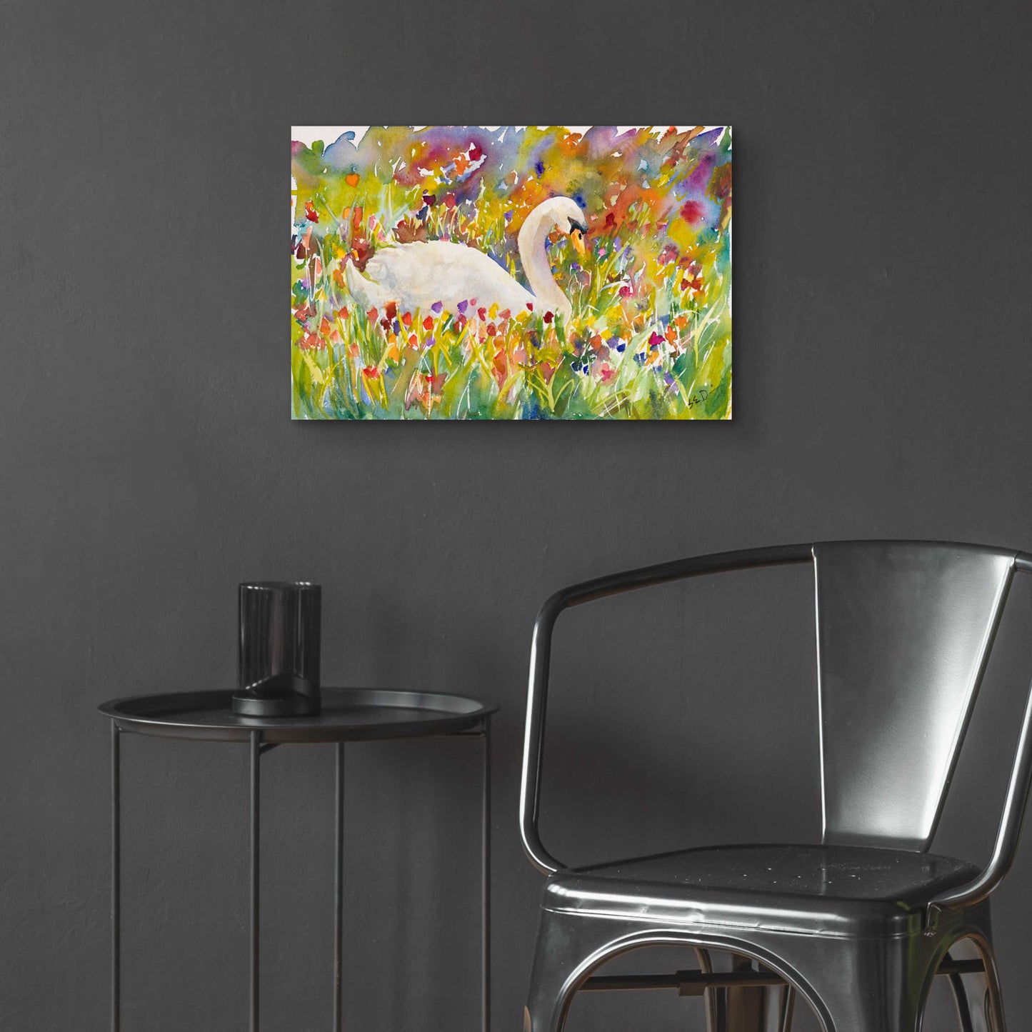 Epic Art 'Colorful Swan' by Sarah Davis, Acrylic Glass Wall Art,24x16