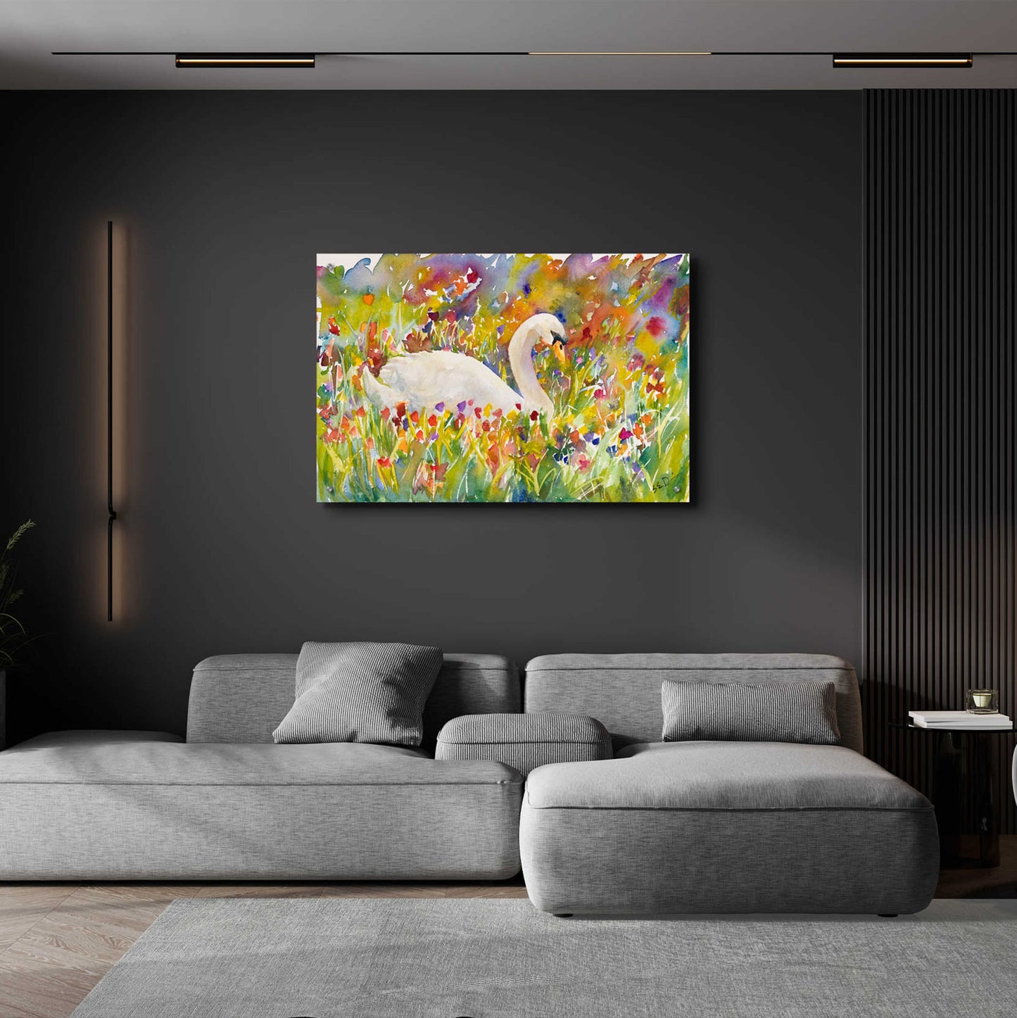 Epic Art 'Colorful Swan' by Sarah Davis, Acrylic Glass Wall Art,36x24