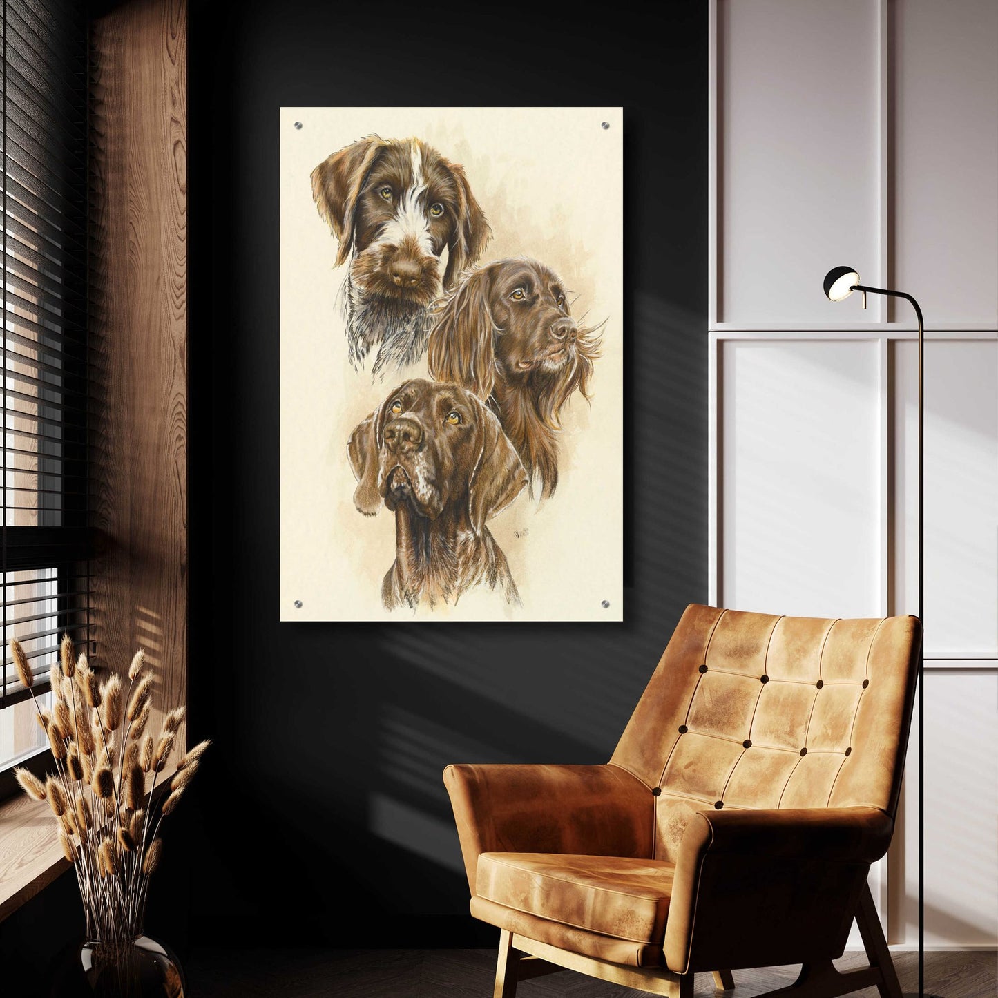 Epic Art 'German Pointers' by Barbara Keith, Acrylic Glass Wall Art,24x36