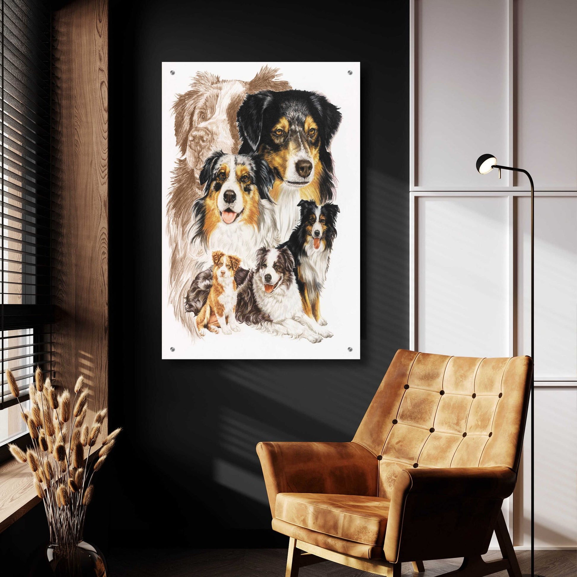 Epic Art 'Australian Shepherds' by Barbara Keith, Acrylic Glass Wall Art,24x36