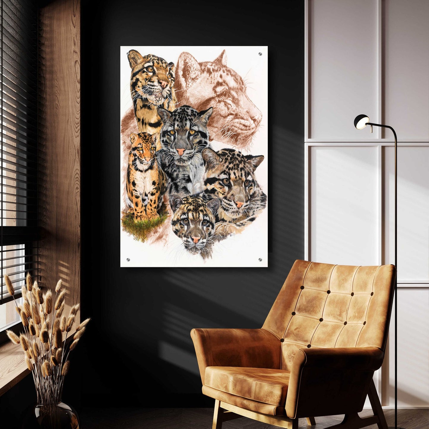 Epic Art 'Clouded Leopard with Ghost Image' by Barbara Keith, Acrylic Glass Wall Art,24x36