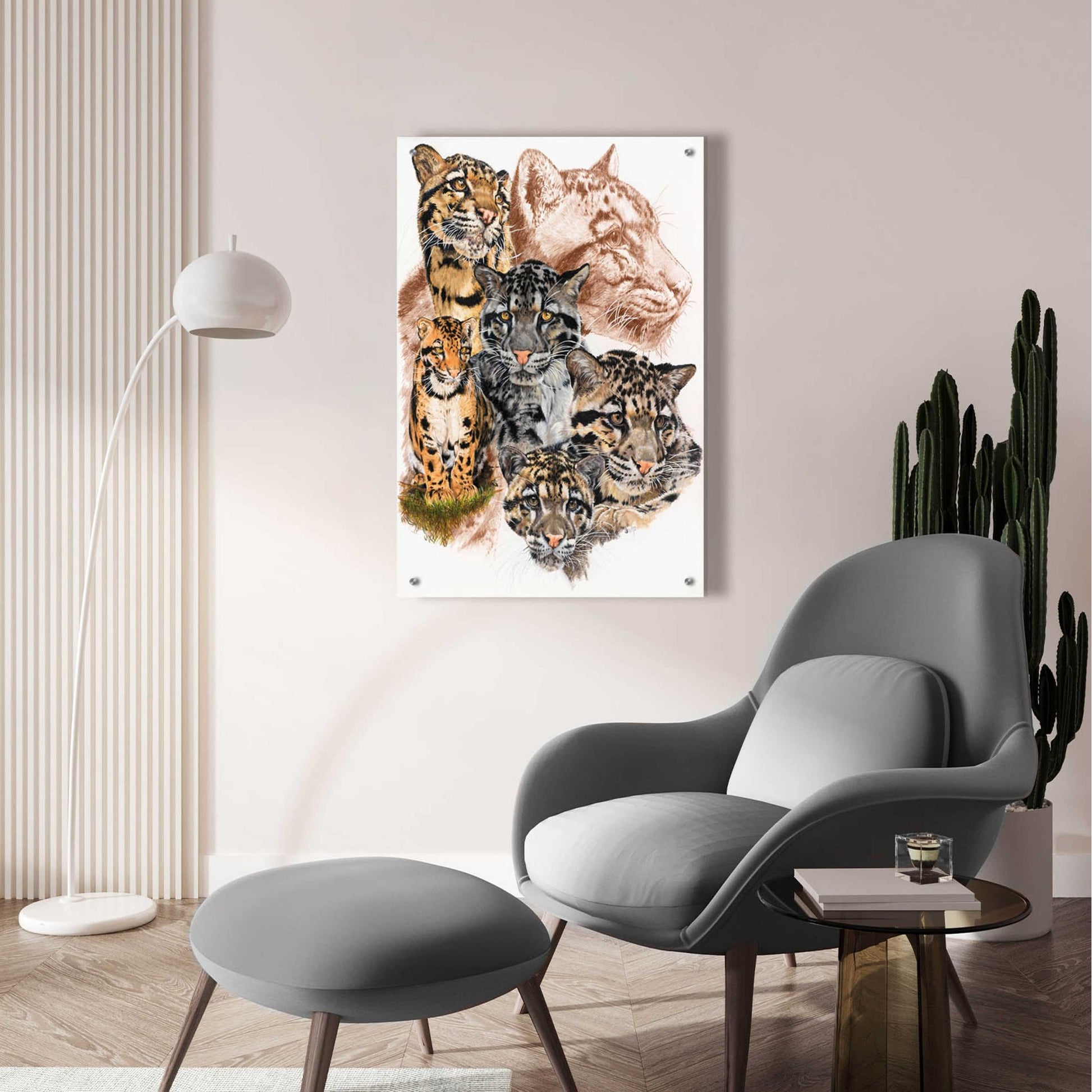 Epic Art 'Clouded Leopard with Ghost Image' by Barbara Keith, Acrylic Glass Wall Art,24x36