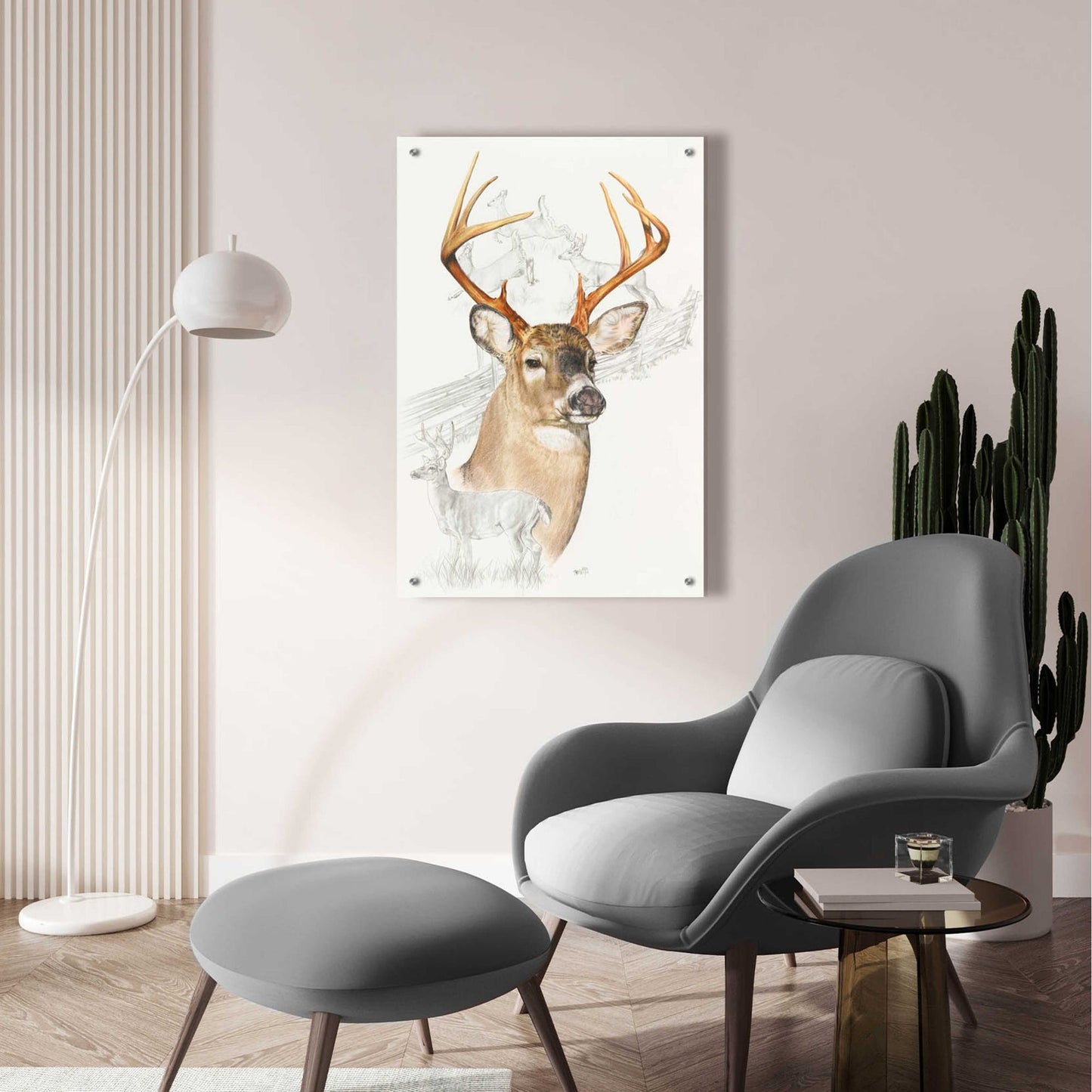 Epic Art 'White Tailed Deer' by Barbara Keith, Acrylic Glass Wall Art,24x36