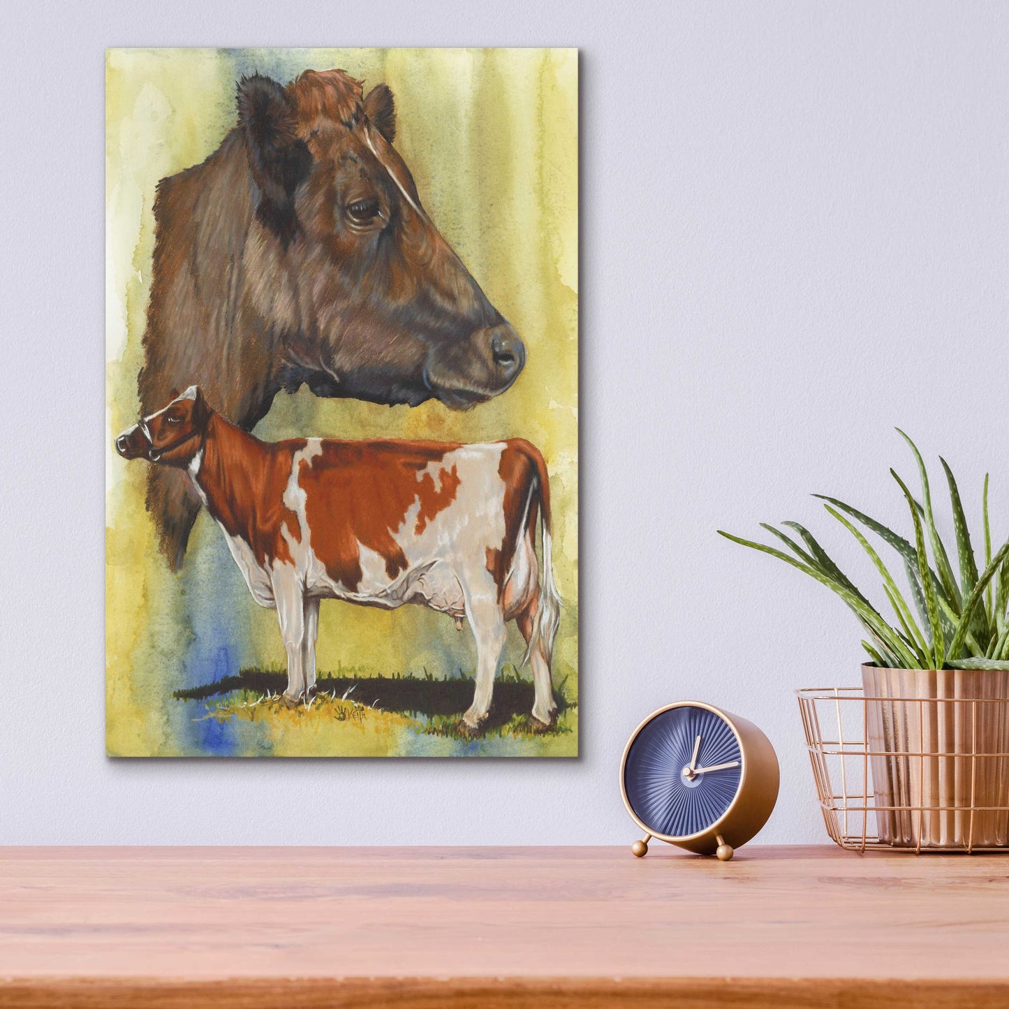 Epic Art 'Ayrshire Cows' by Barbara Keith, Acrylic Glass Wall Art,12x16