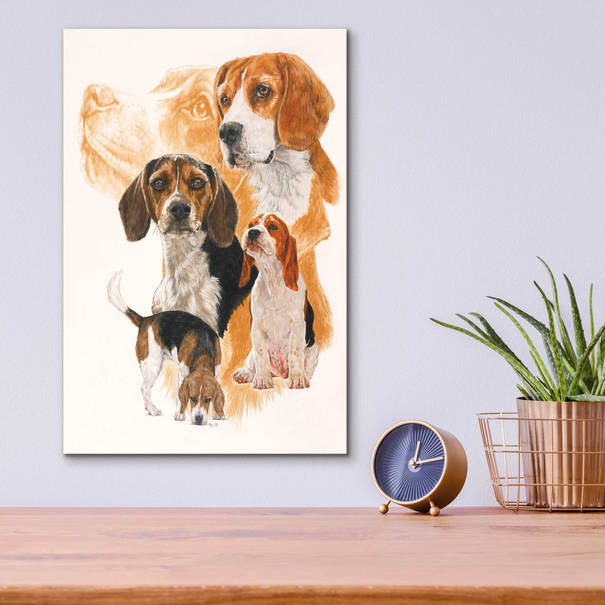 Epic Art 'Beagle and Ghost Image' by Barbara Keith, Acrylic Glass Wall Art,12x16