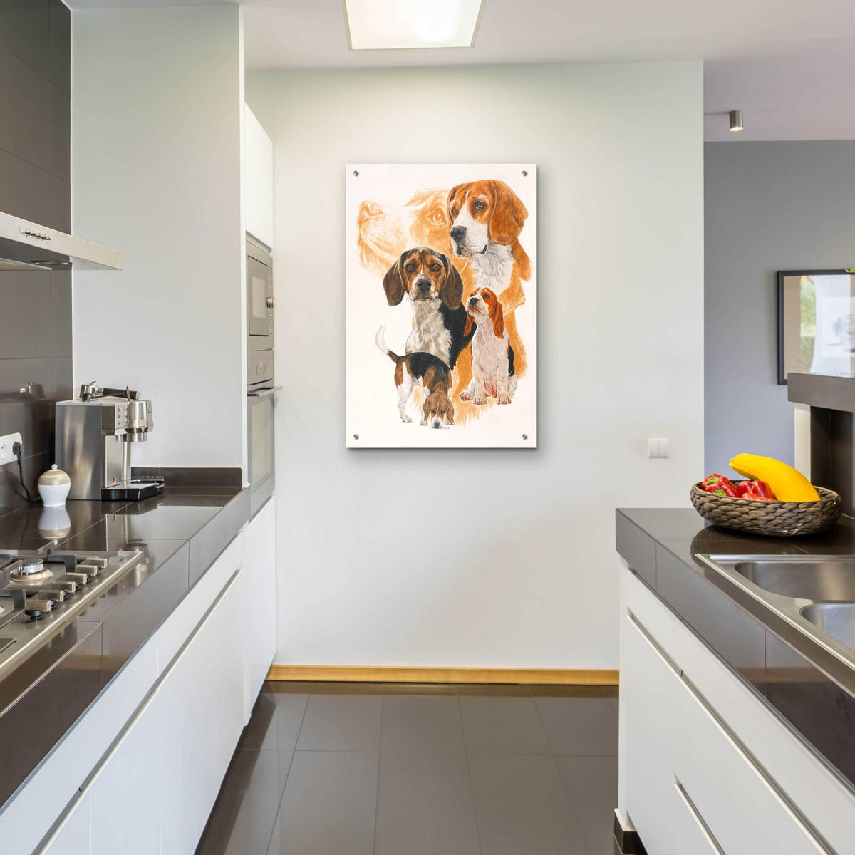 Beagle and Ghost Image by Barbara Keith - 24x36 acrylic wall art in a room