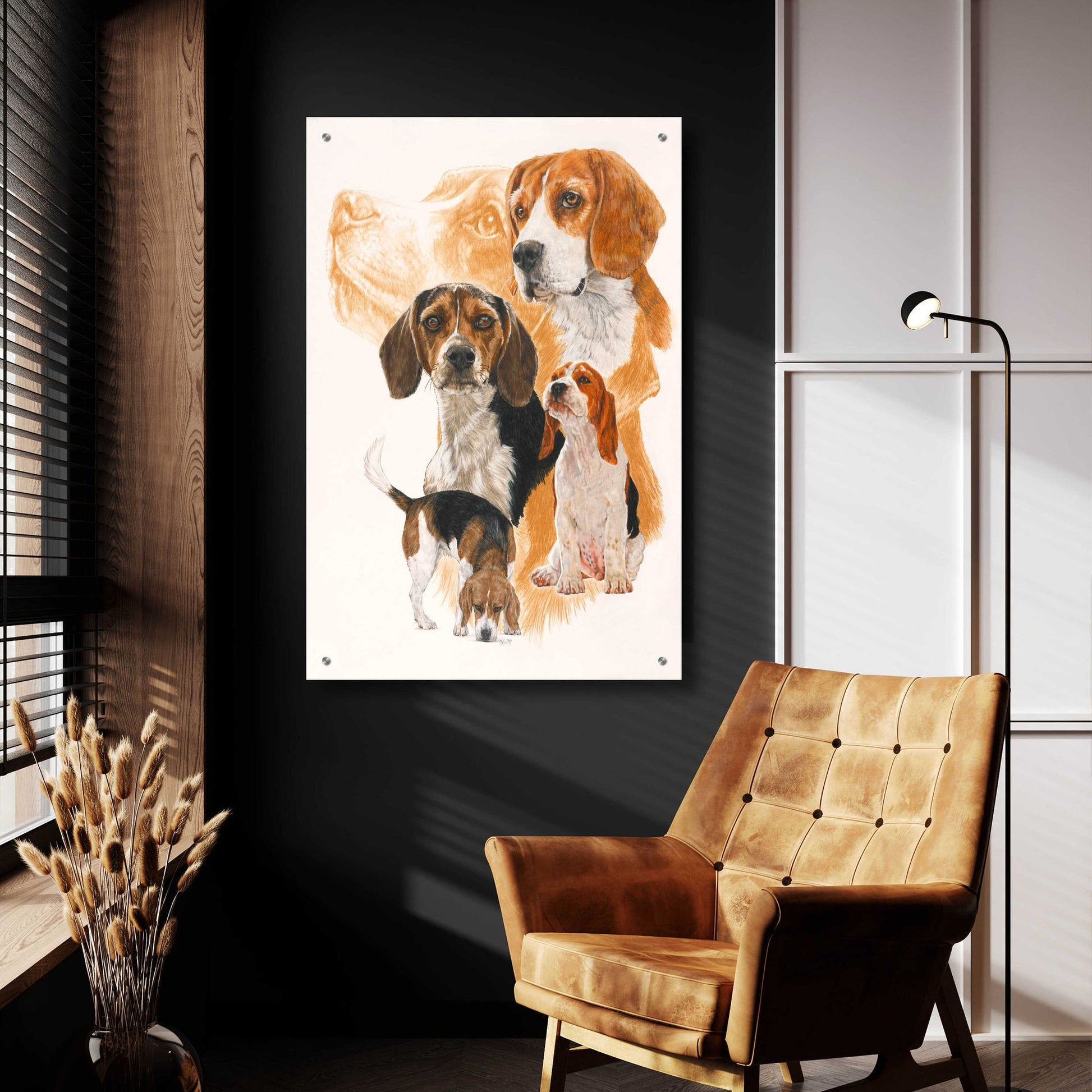 Epic Art 'Beagle and Ghost Image' by Barbara Keith, Acrylic Glass Wall Art,24x36