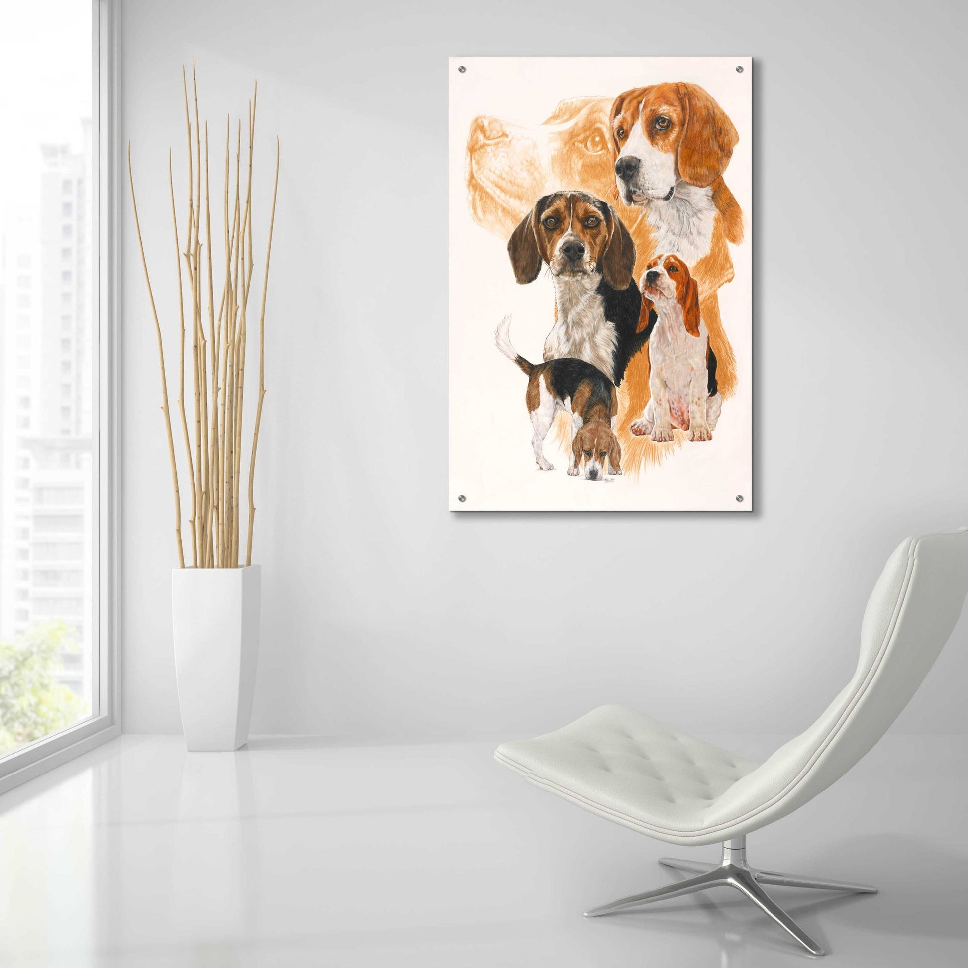 Epic Art 'Beagle and Ghost Image' by Barbara Keith, Acrylic Glass Wall Art,24x36