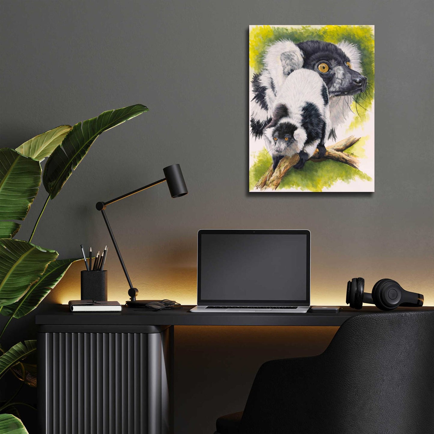 Epic Art 'Black & White Lemur' by Barbara Keith, Acrylic Glass Wall Art,12x16