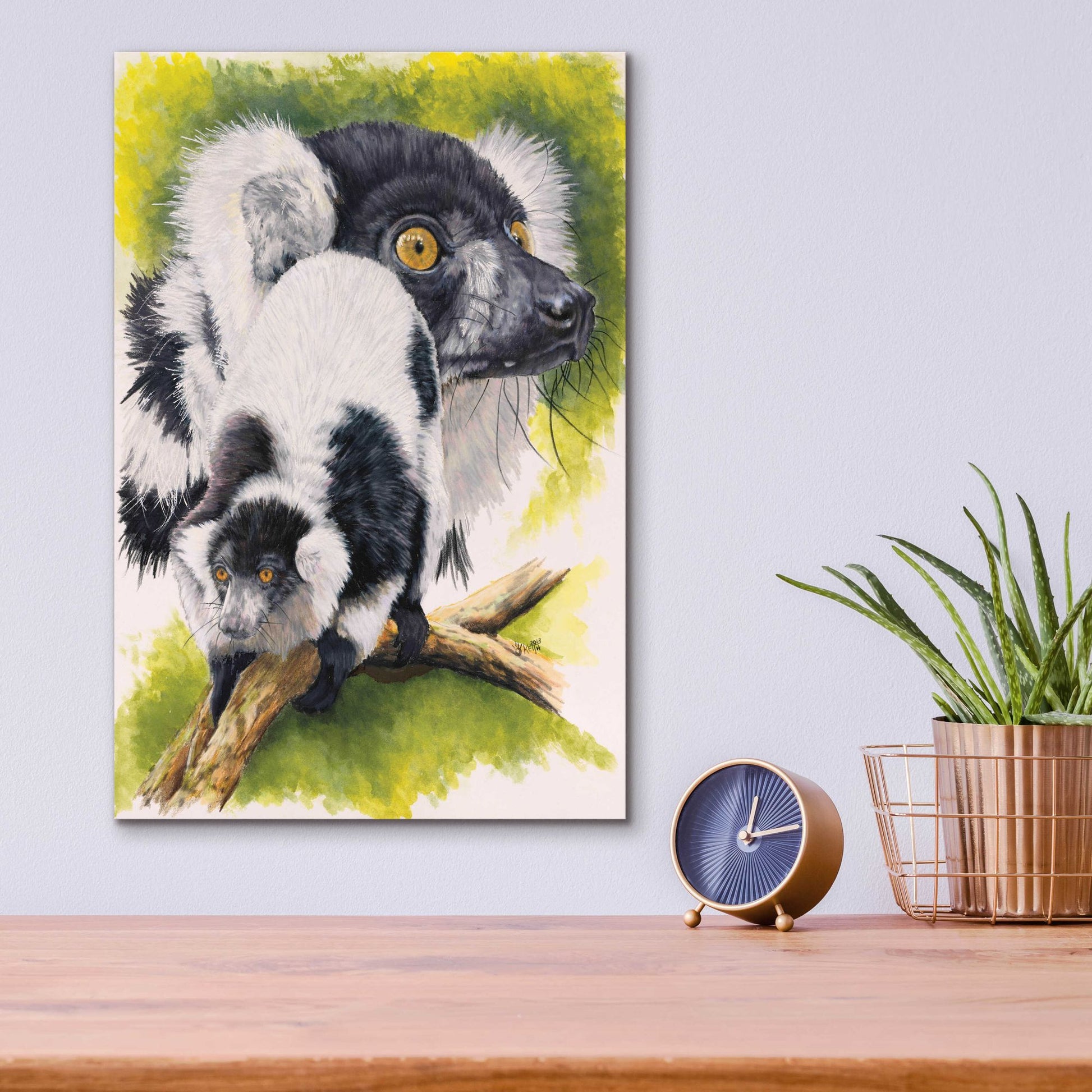 Epic Art 'Black & White Lemur' by Barbara Keith, Acrylic Glass Wall Art,12x16