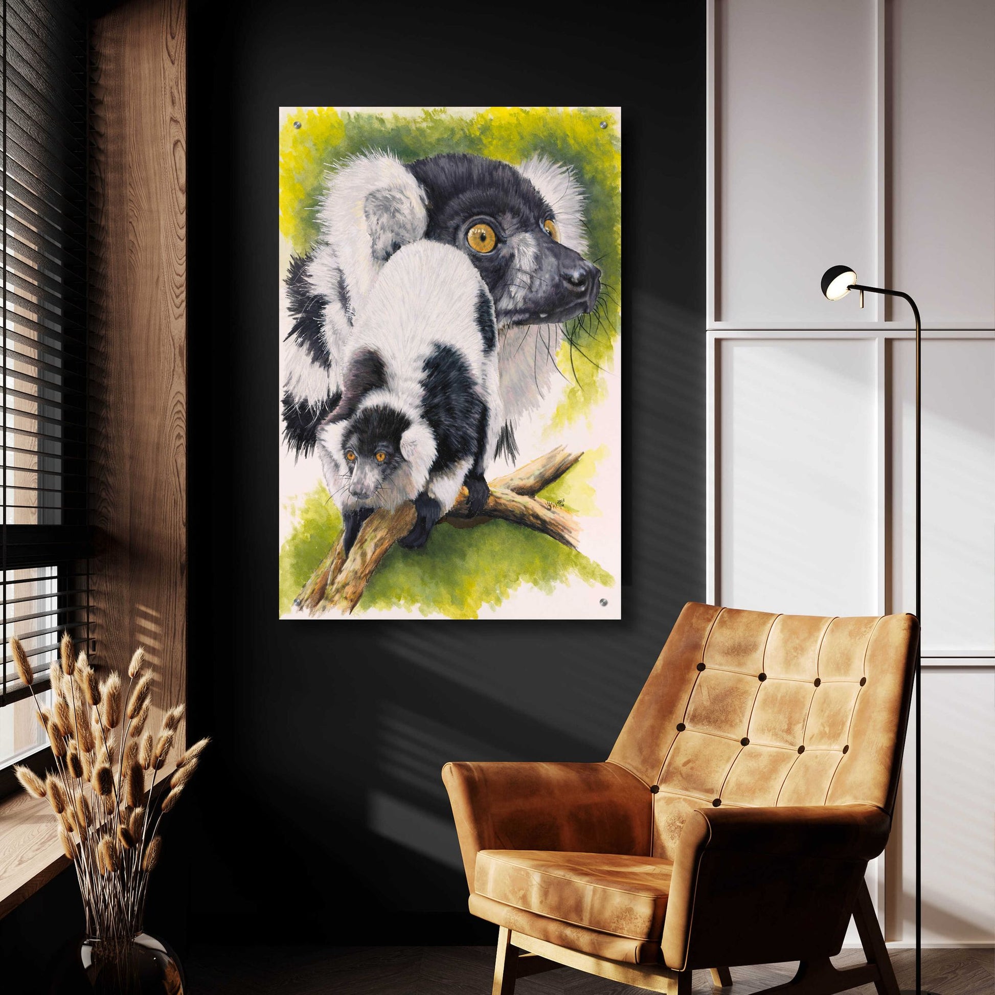 Epic Art 'Black & White Lemur' by Barbara Keith, Acrylic Glass Wall Art,24x36